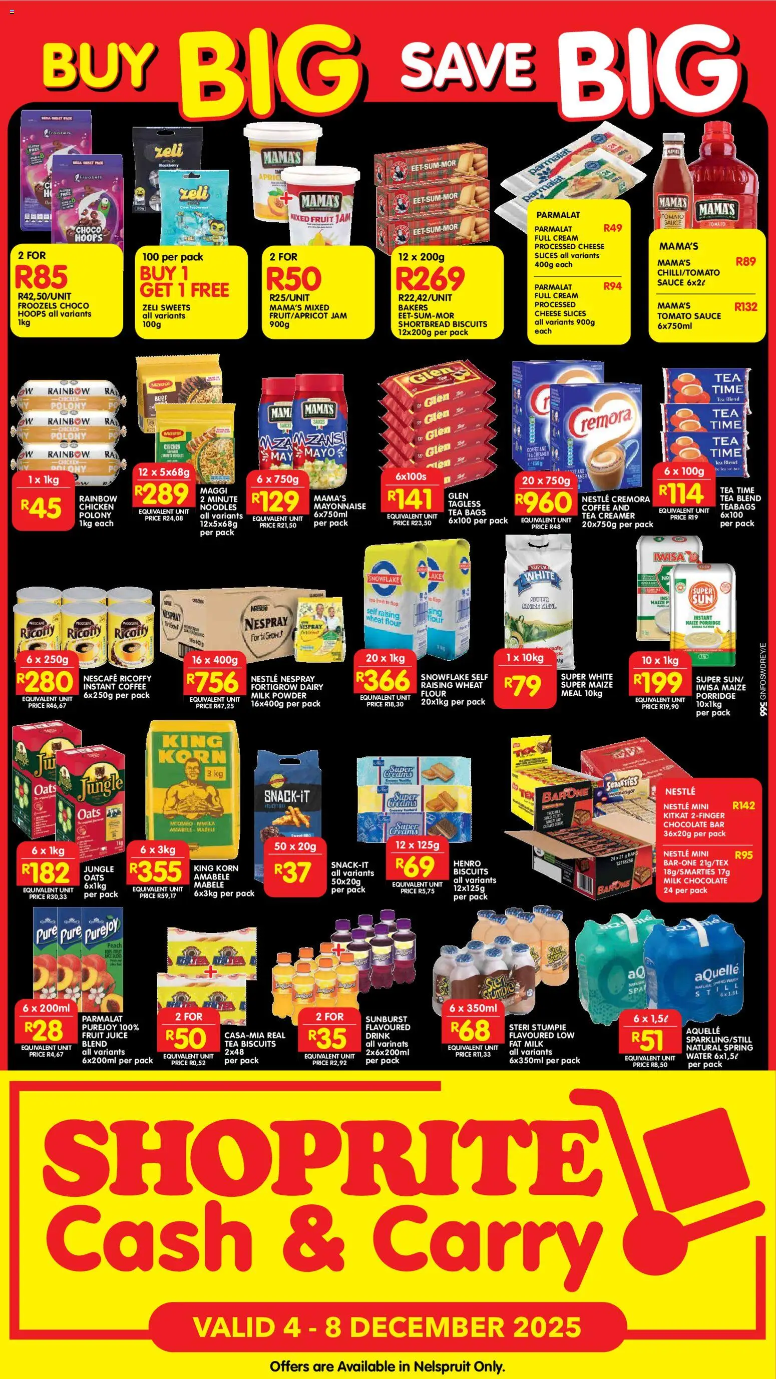 New Shoprite catalogue – valid from 04.12.2025 | Page: 2 | Products: Flour, Maize meal, Tea, Sauce