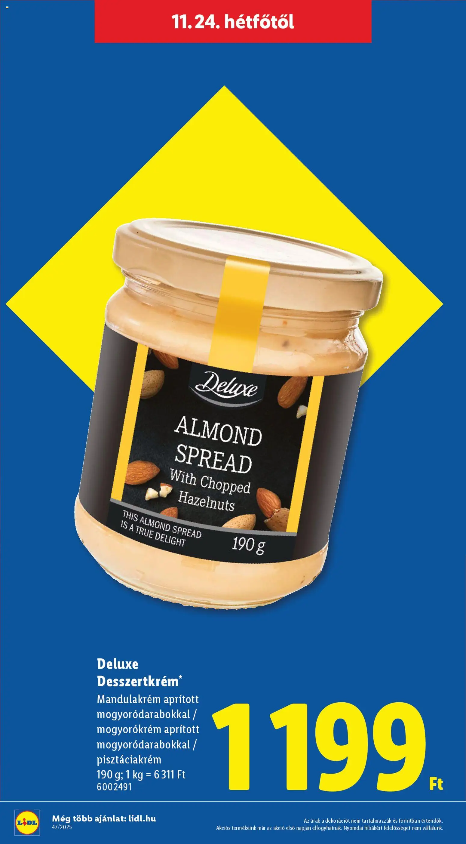Lidl akciós ujság - amely érvényes a következő dátumtól: 20.11.2025 | Oldal: 56 | Termékek: Mogyorókrém