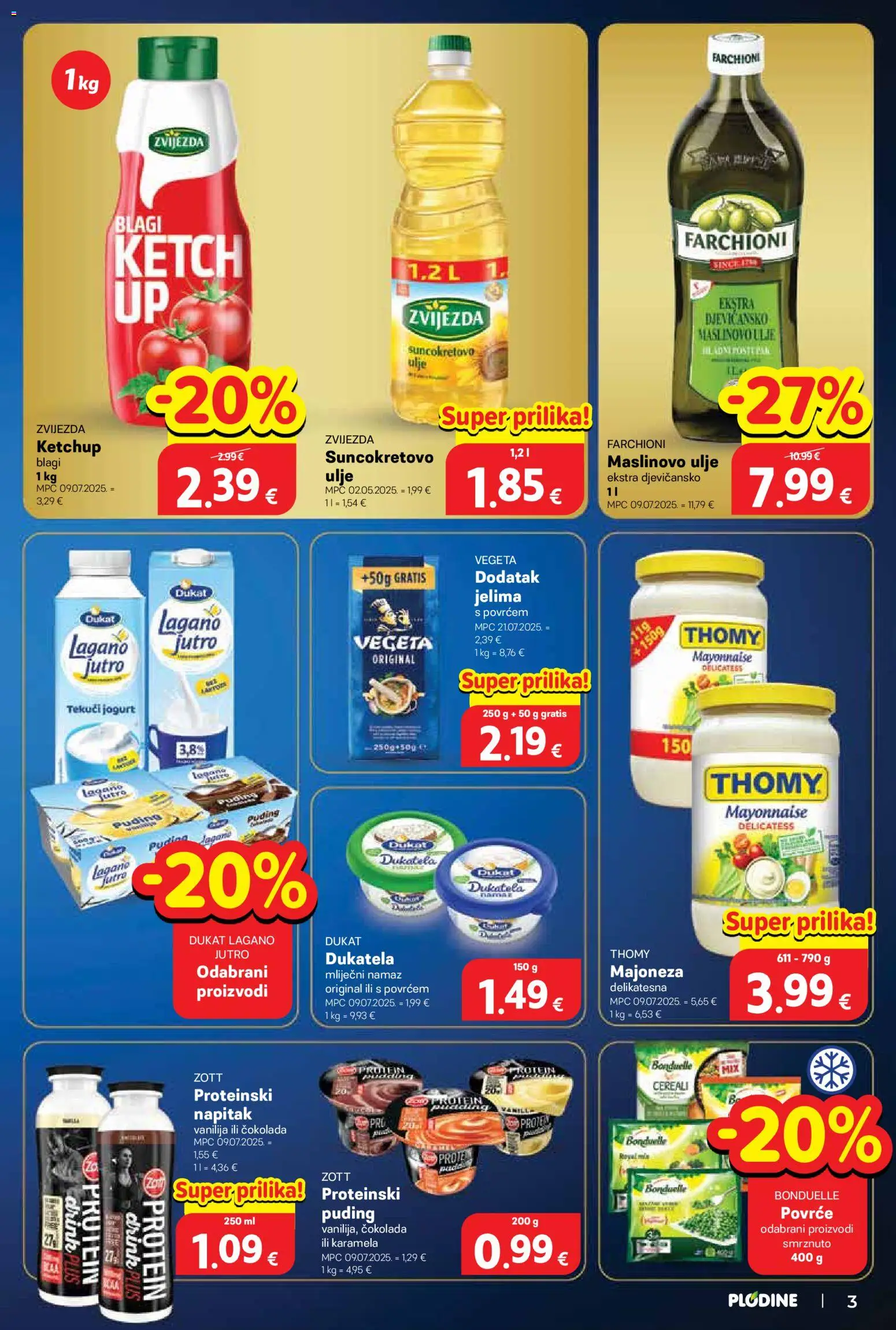 Plodine katalog | vrijedi od 03.12.2025 | Stranica: 3 | Proizvodi: Mliječni namaz, Jogurt, Ulje, Vegeta