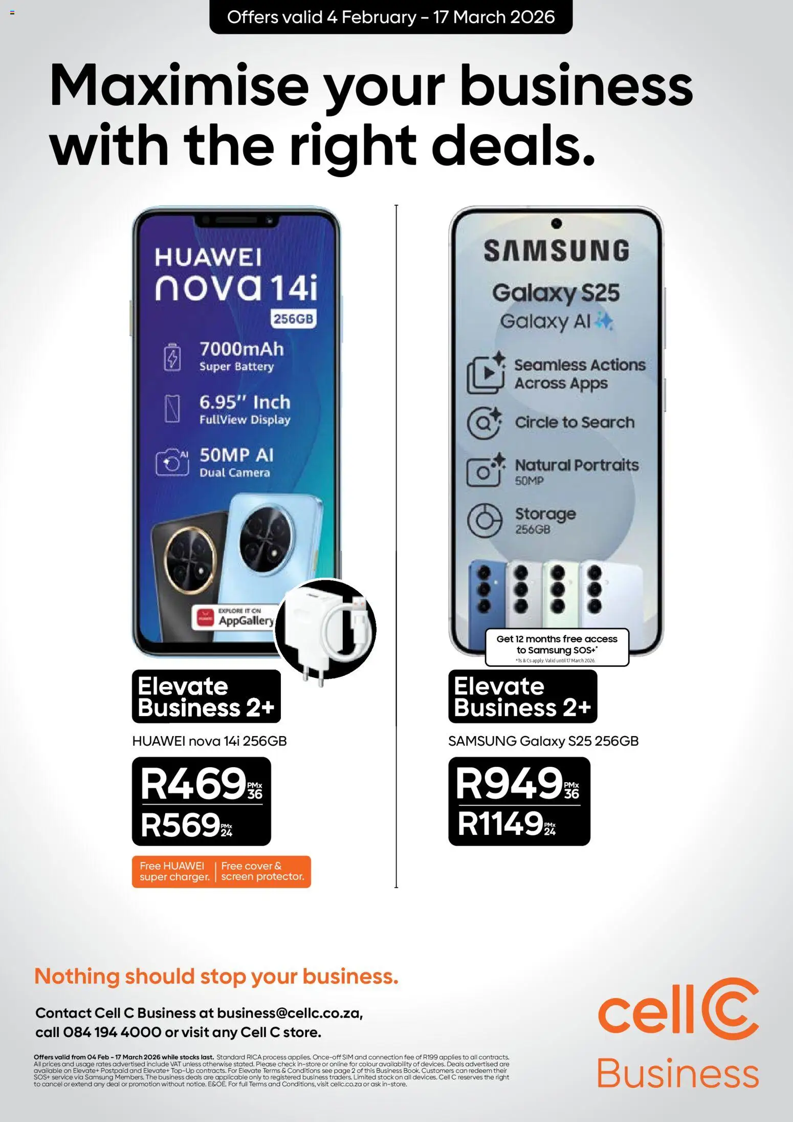 New Cell C catalogue – valid from 04.02.2026 | Page: 6 | Products: Sim, Cover, Camera, Battery