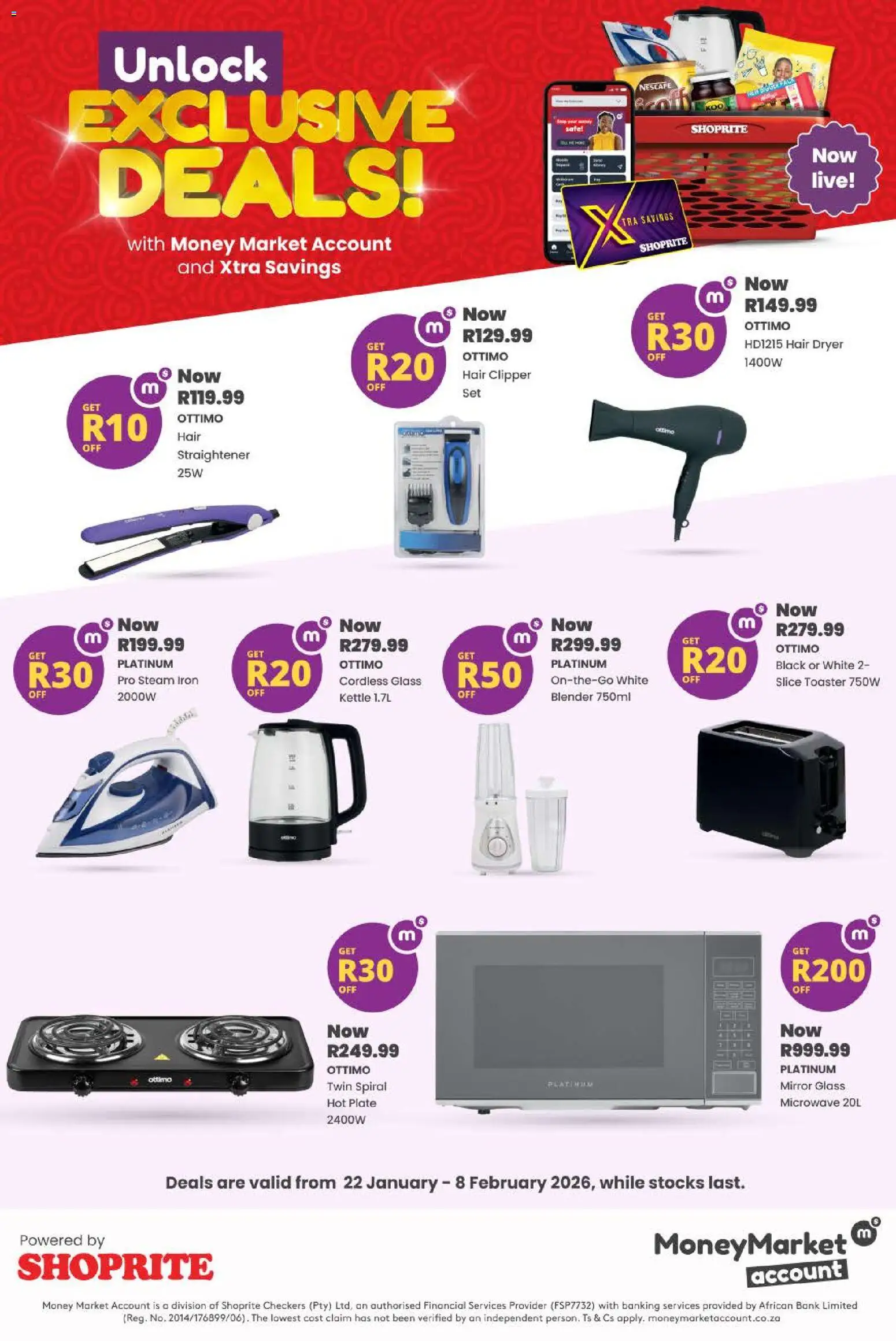 New Shoprite catalogue – valid from 22.01.2026 | Page: 1 | Products: Dryer, Plate, Toaster, Hot plate
