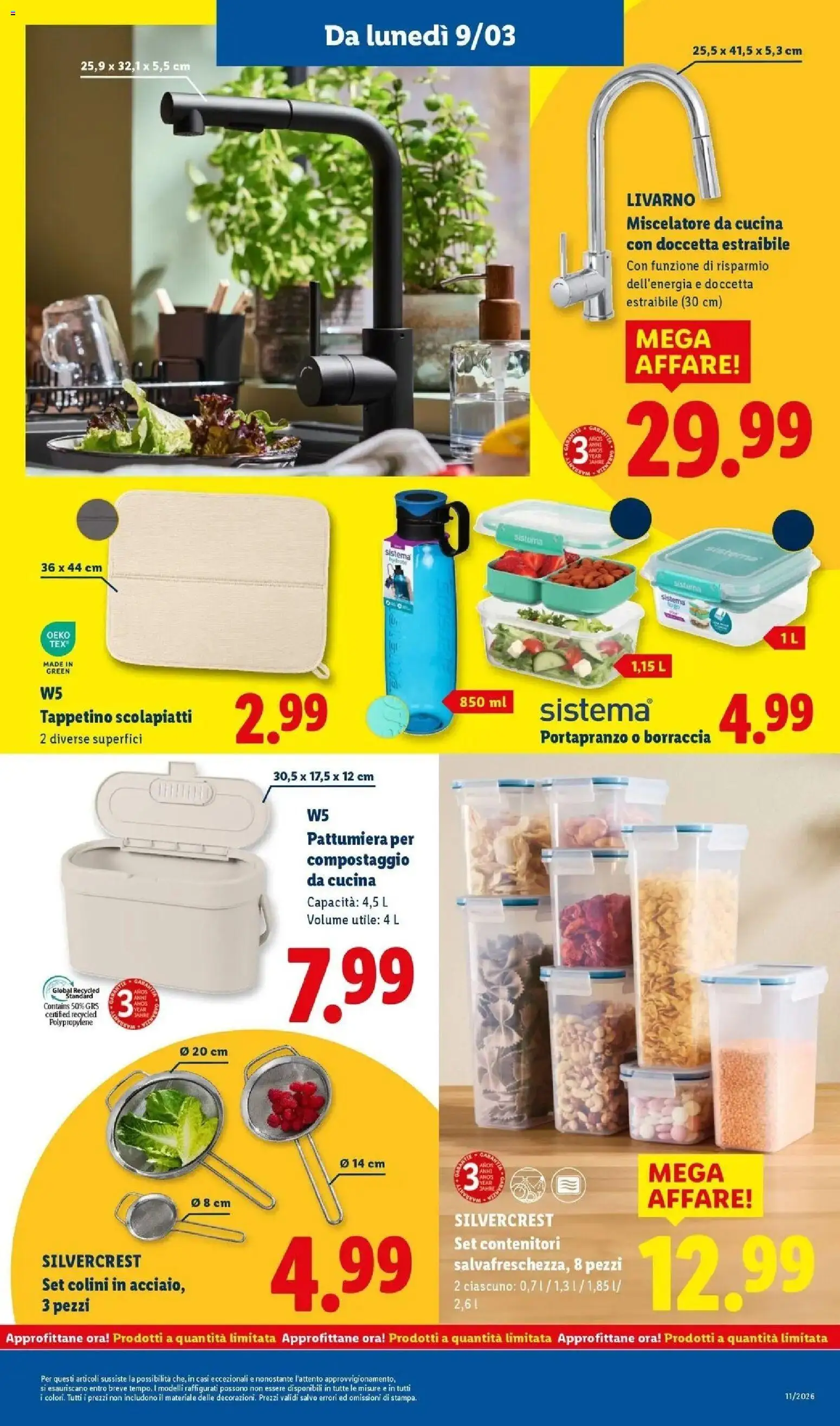 Volantino Lidl del 09.03.2026 | Pagina: 27 | Prodotti: Miscelatore, Pattumiera, Borraccia, Scolapiatti