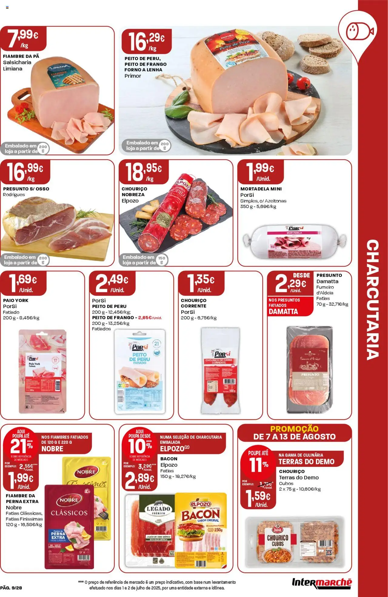 Intermarché folheto │ válido de 07.08.2025 | Página: 9 | Produtos: Azeitonas, Bacon, Peito de peru, Frango