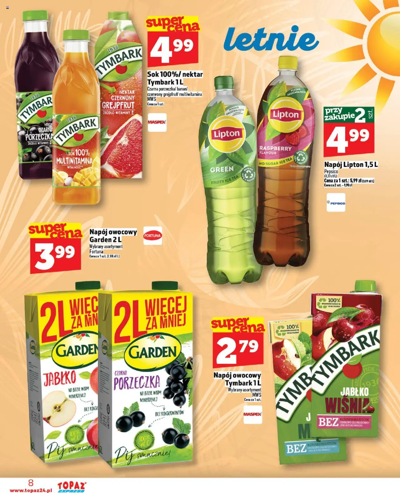Topaz Gazetka - Express od 14.08.2025 | Strona: 8 | Produkty: Ice Tea, Porzeczka, Sok, Grejpfrut