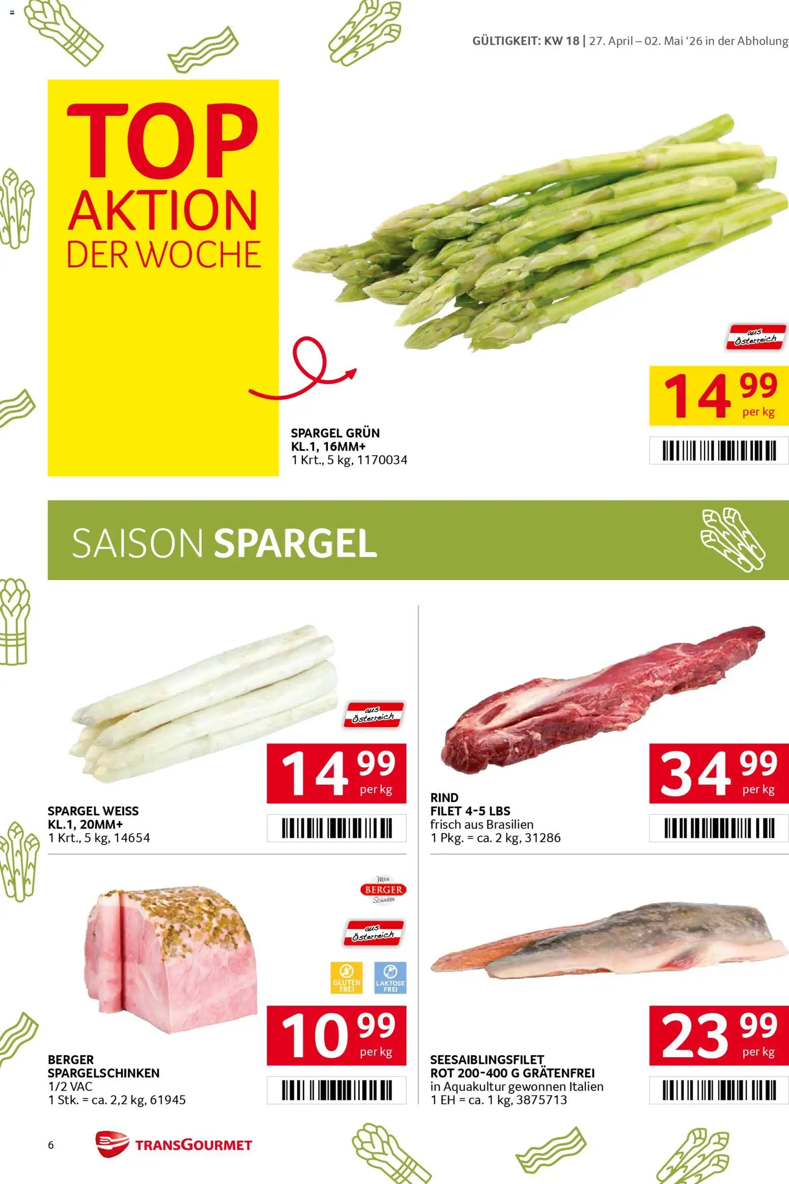 Transgourmet Flugblatt gültig ab 27.04.2026 | Seite: 6 | Produkte: Schinken