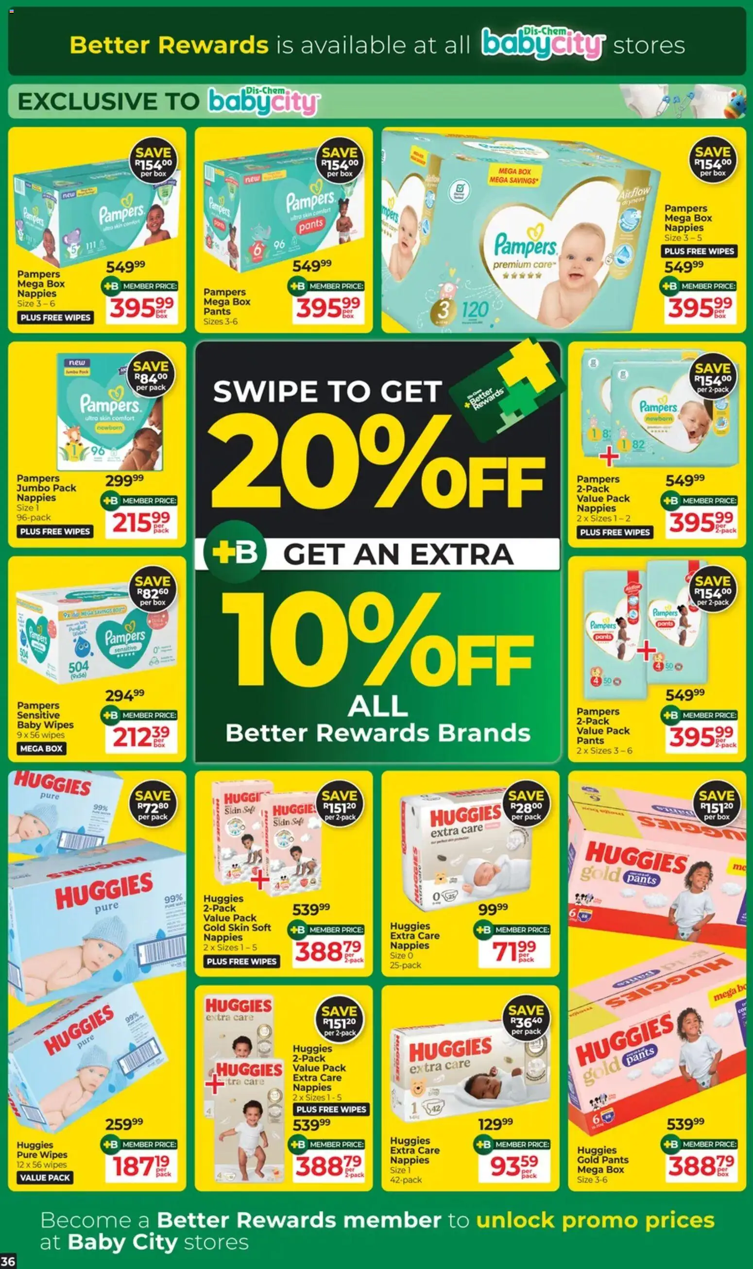 New Dis-Chem catalogue – valid from 21.10.2025 | Page: 36 | Products: Pants, Box, Nappies