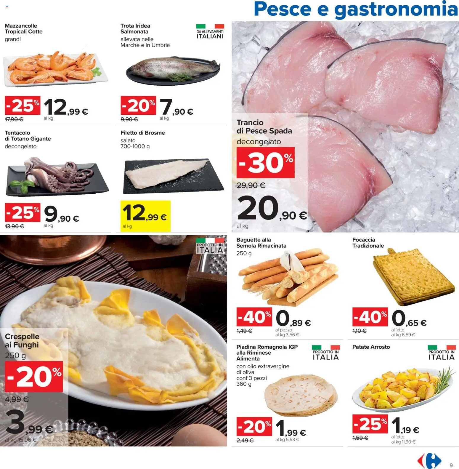 Volantino Carrefour del 02.01.2026 | Pagina: 9 | Prodotti: Patate, Mazzancolle, Trota, Piadina