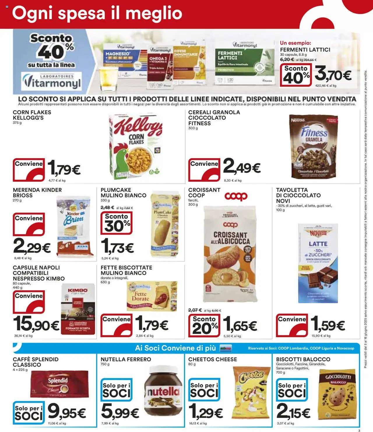 Volantino Ipercoop del 05.06.2025 | Pagina: 3 | Prodotti: Biscotti, Latte, Nutella, Croissant