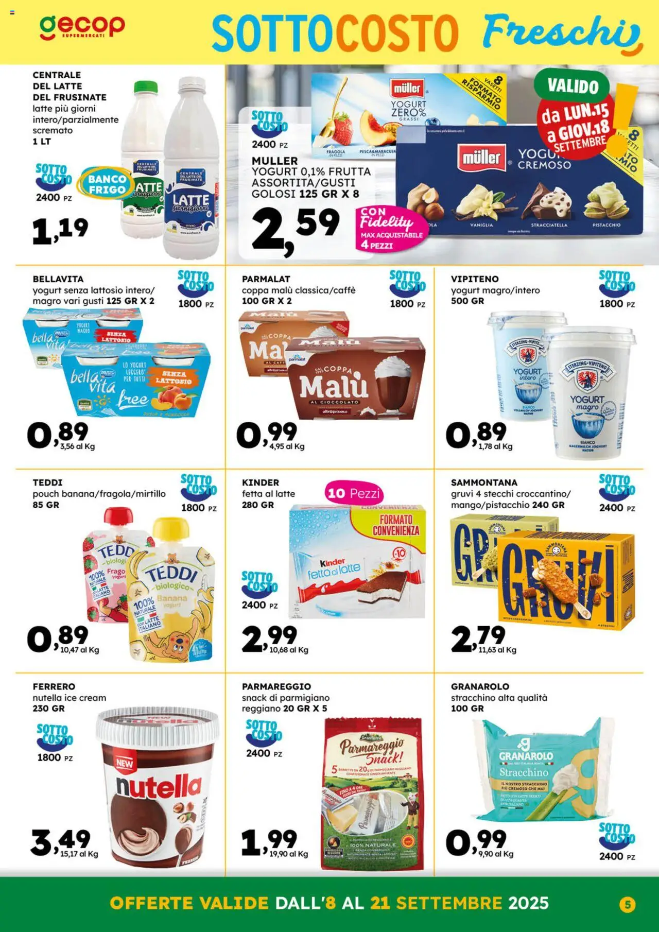 Volantino GECOP del 08.09.2025 | Pagina: 5 | Prodotti: Cioccolato, Latte, Nutella, Stracciatella