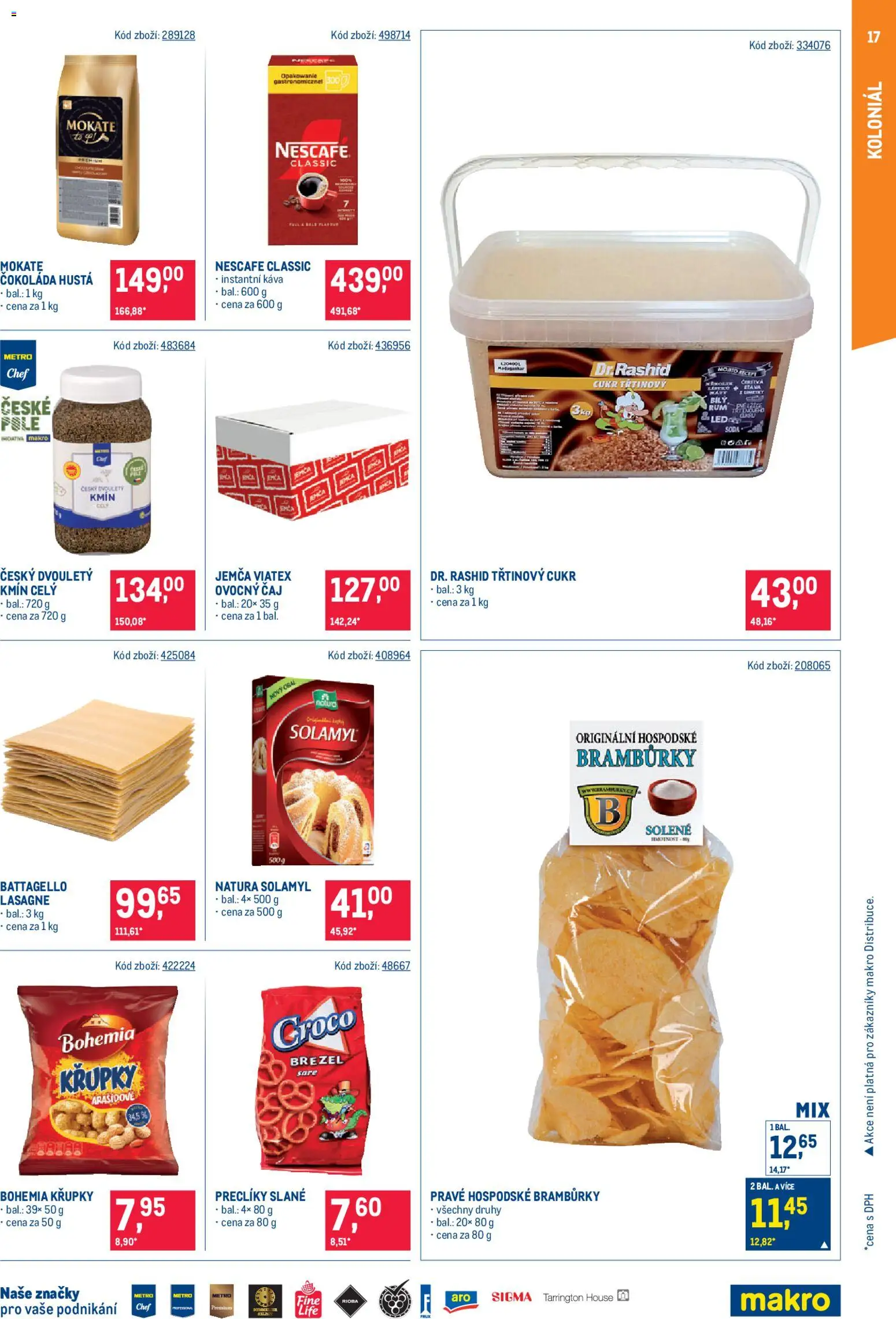 Makro leták - Gastronomie od 25.02.2026 | Strana: 17 | Produkty: Káva, Čokoláda, Třtinový cukr, Lasagne
