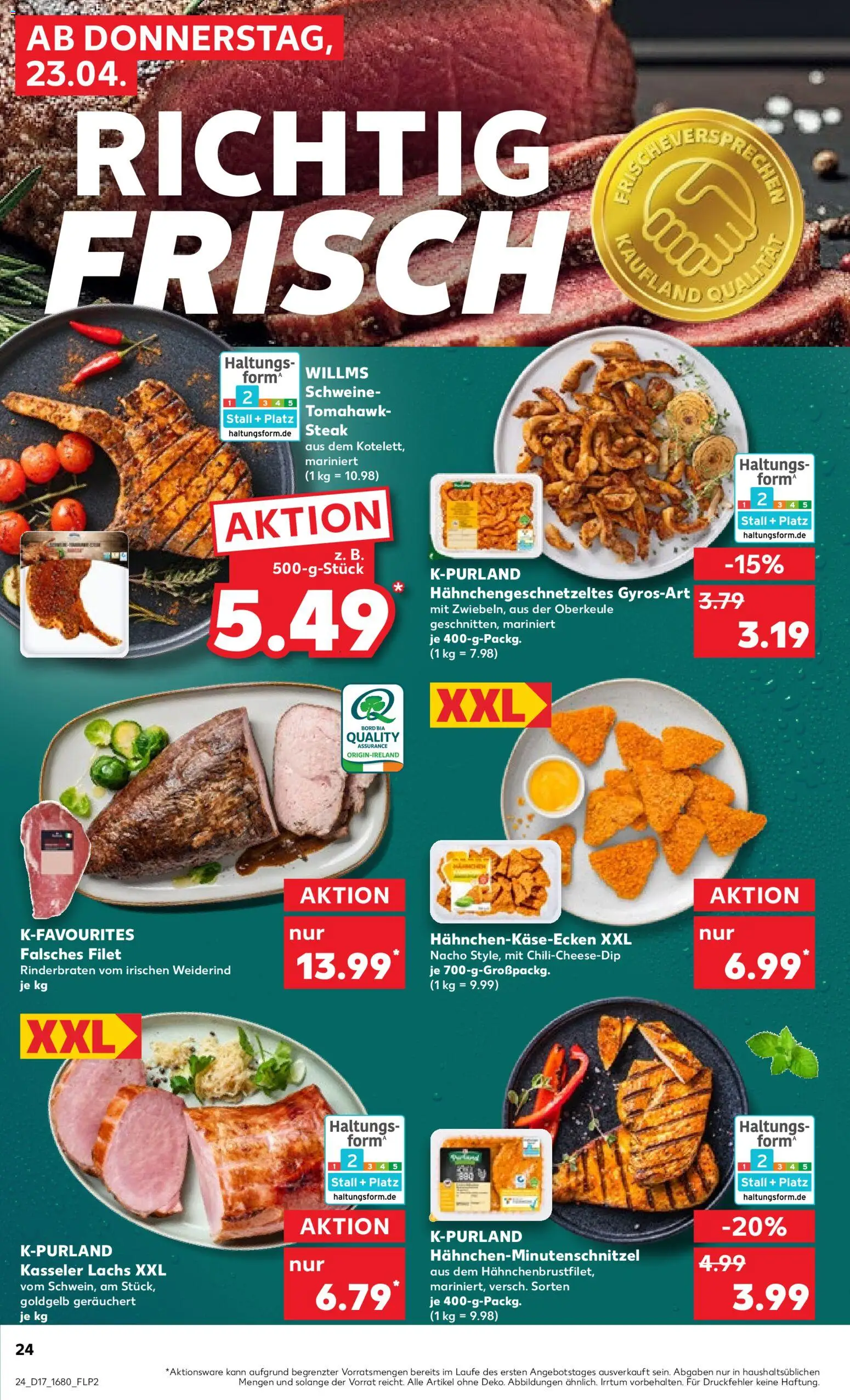 Kaufland Prospekt Stuttgart	 – gültig ab 23.04.2026 | Seite: 24 | Produkte: Rinderbraten, Lachs, Steak