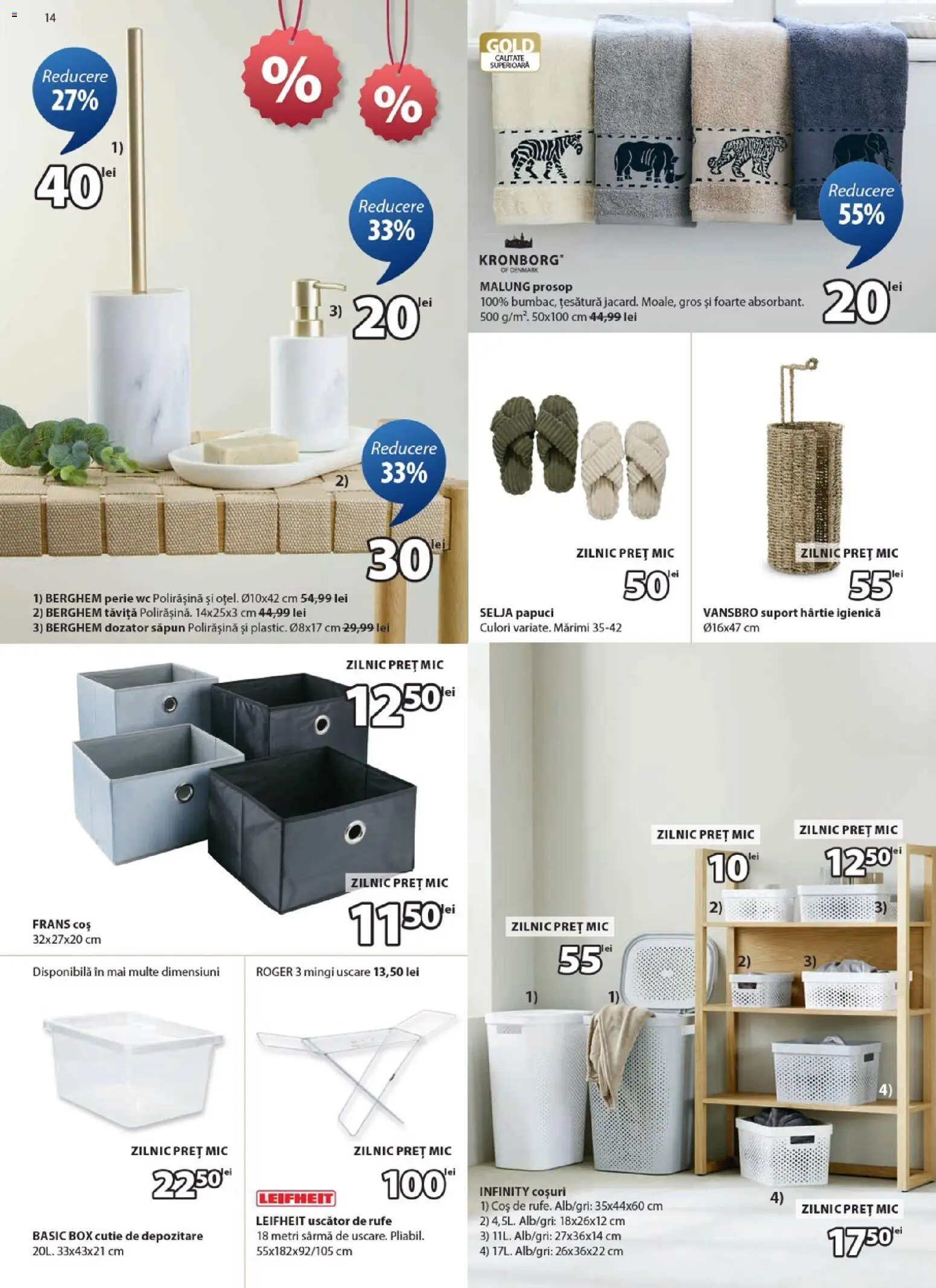 Noul catalog JYSK – valabil de la 24.01.2026 | Pagină: 14 | Produse: Uscător, Cutie, Perie, Papuci