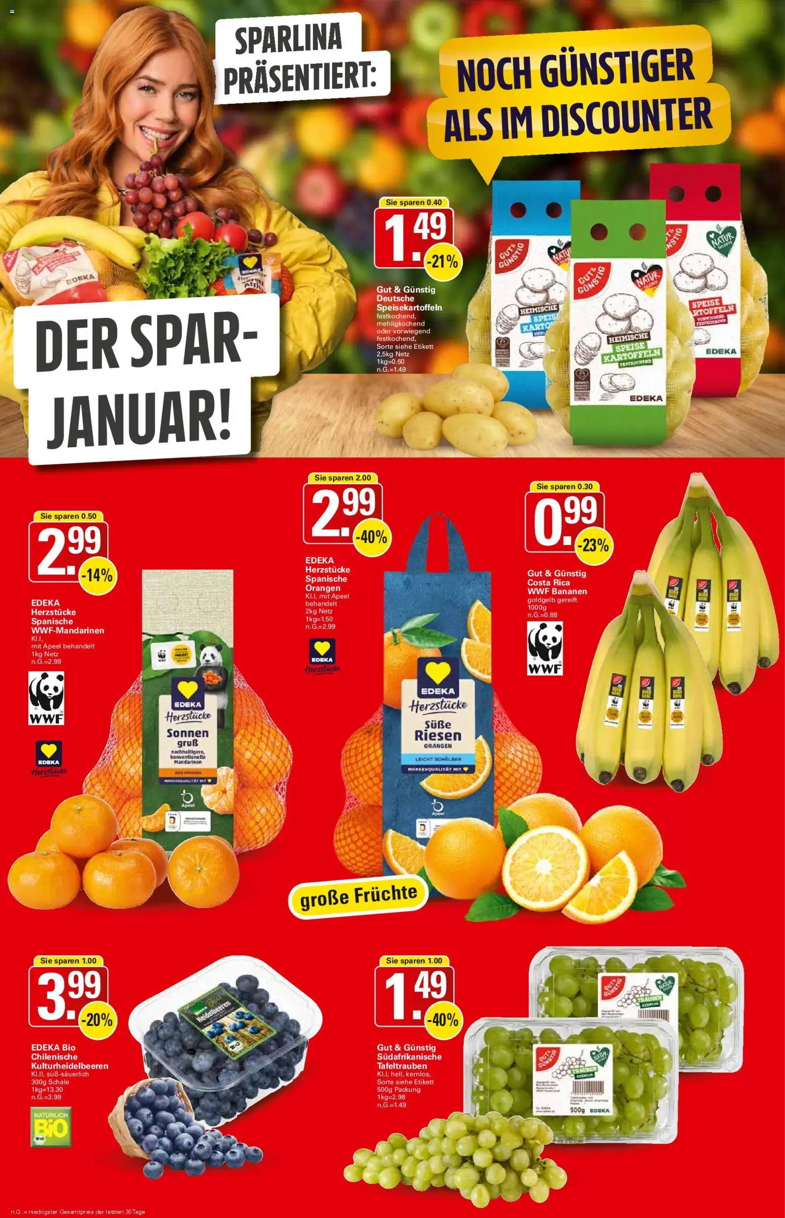 WEZ Prospekt – gültig ab 26.01.2026 | Seite: 4 | Produkte: Bananen, Mandarinen, Orangen, Kartoffeln