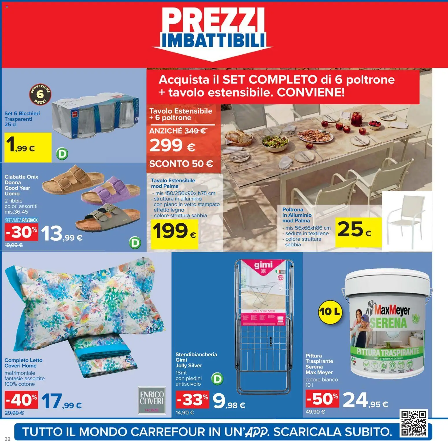 Volantino Carrefour del 21.04.2026 | Pagina: 32 | Prodotti: Pittura, Alluminio, Letto, Tavolo