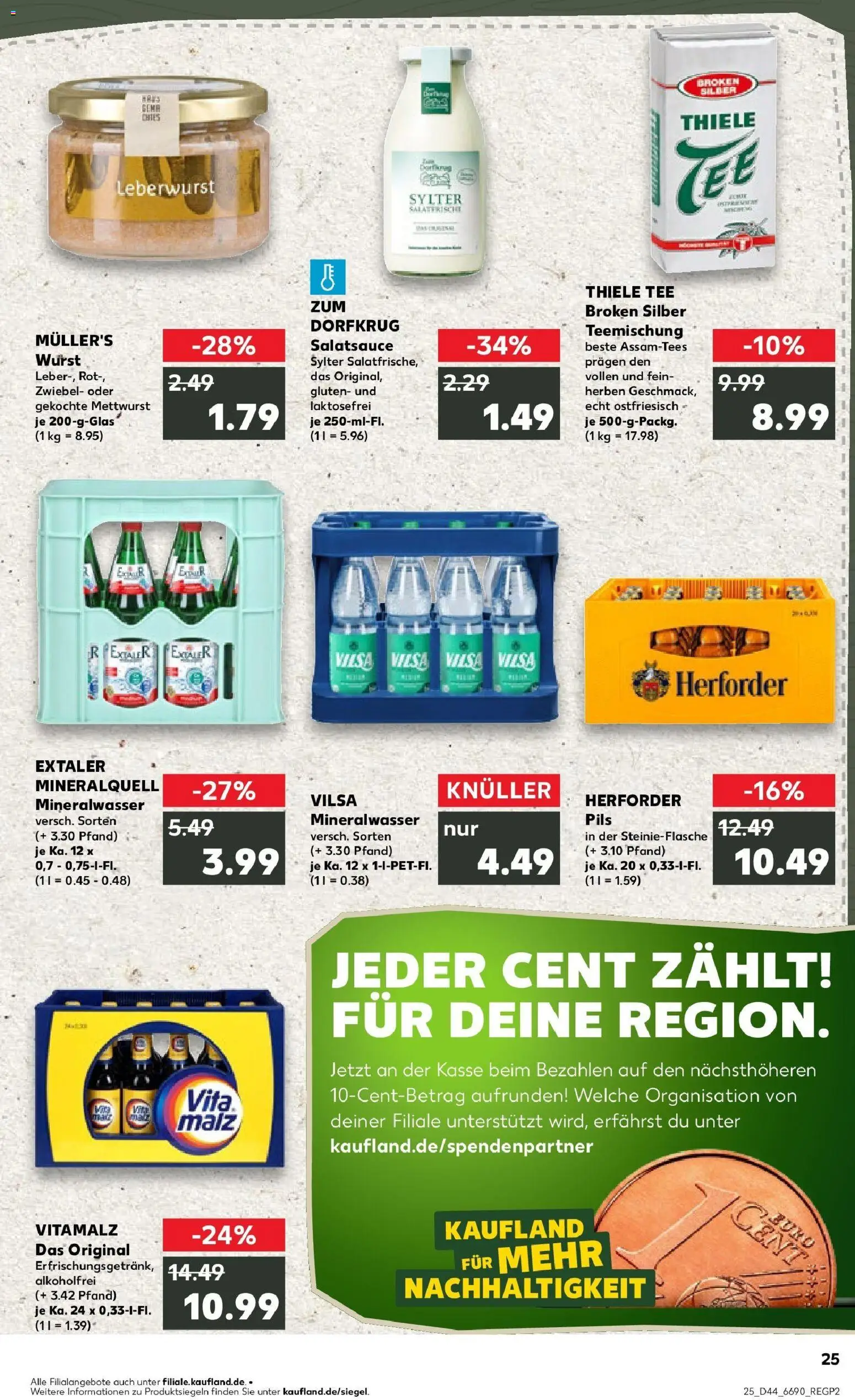 Kaufland prospekt Bückeburg	 – gültig ab 30.10.2025 | Seite: 25 | Produkte: Dressing, Mineralwasser, Wurst, Tee