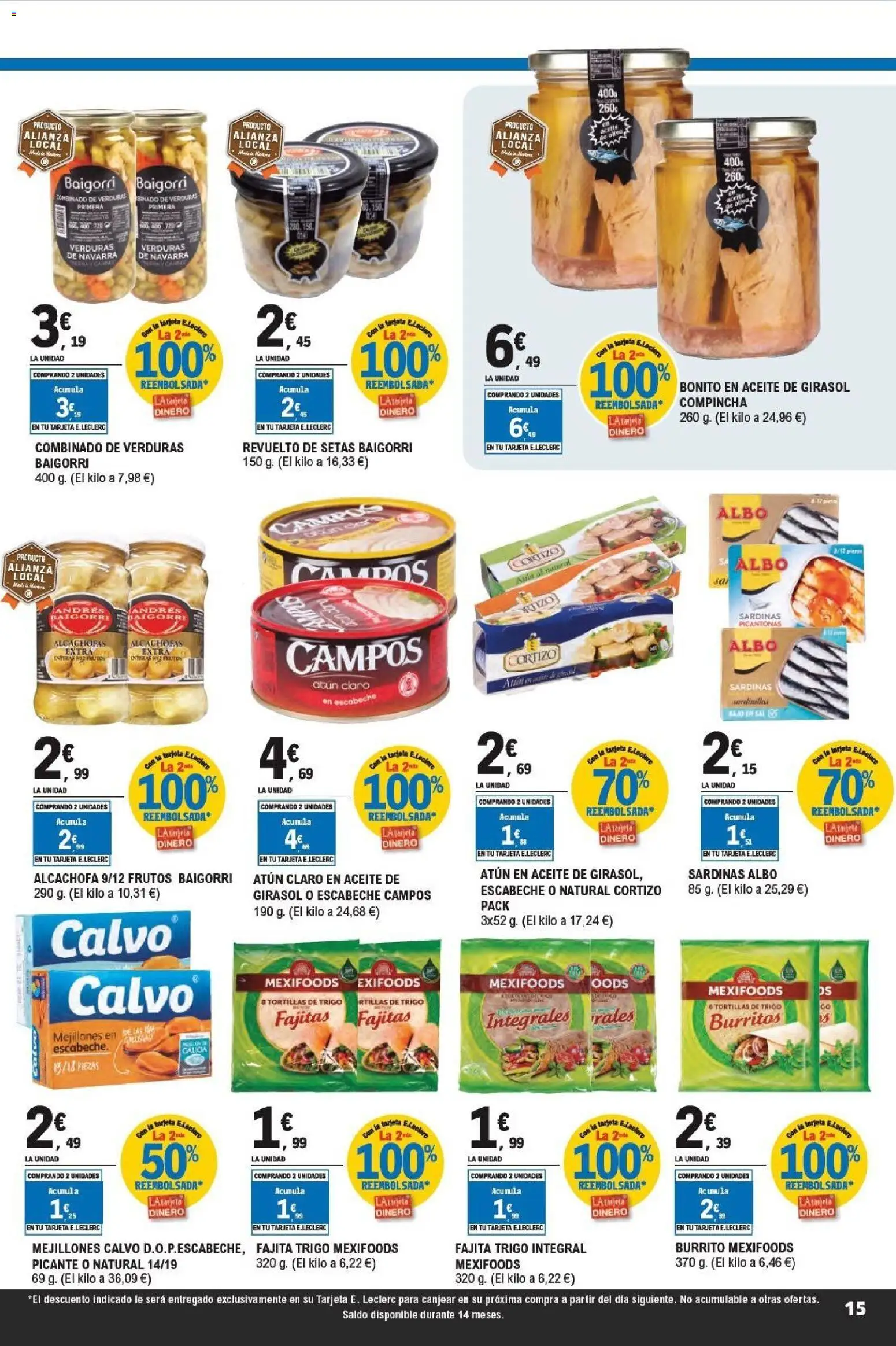 E.Leclerc folleto Super ofertas │ válido desde el 01.04.2026 | Página: 15 | Productos: Aceite, Aceite de girasol, Atún claro