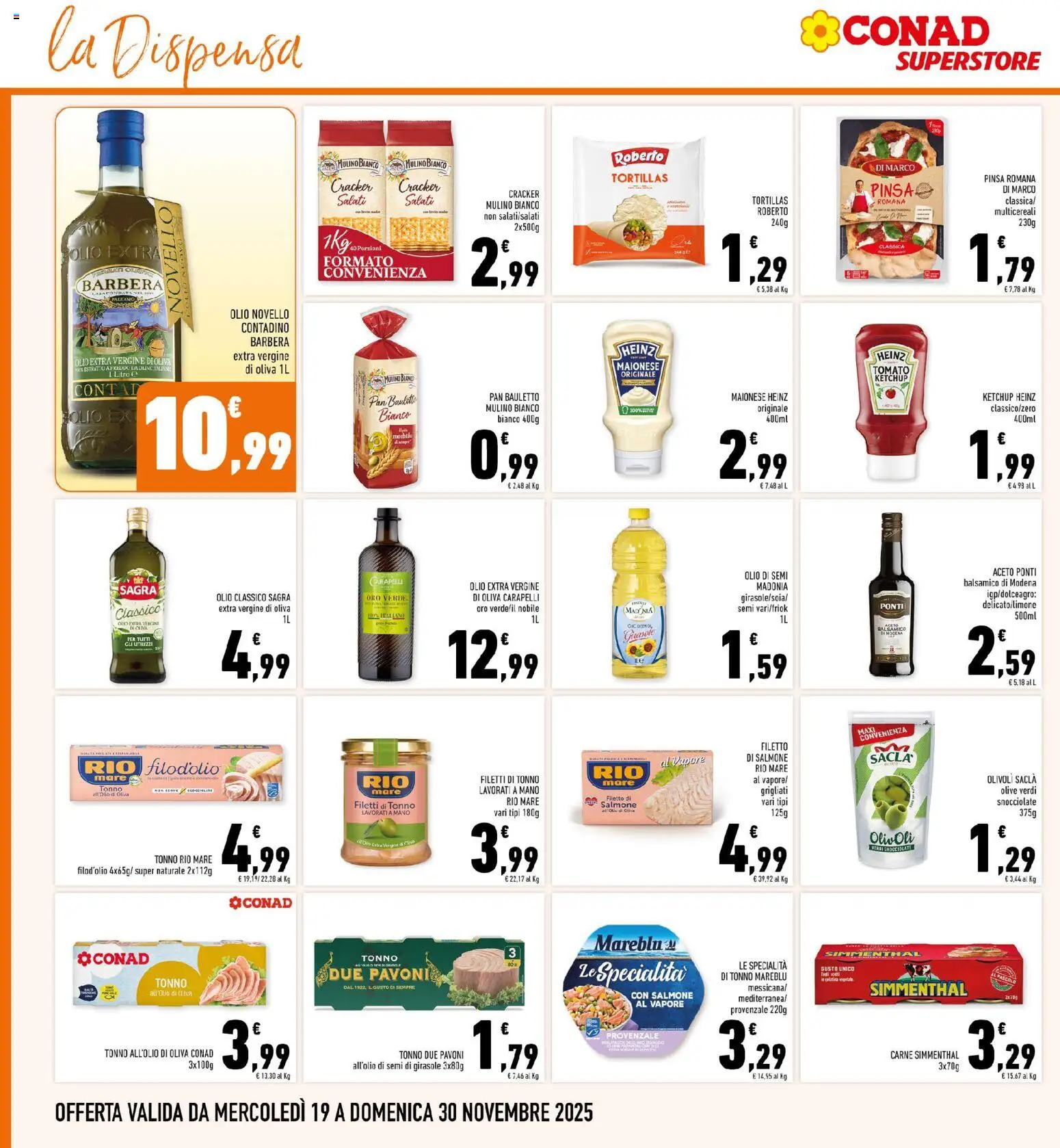 Volantino Conad del 19.11.2025 | Pagina: 20 | Prodotti: Pizza, Salmone, Olio extra vergine, Olio di Oliva