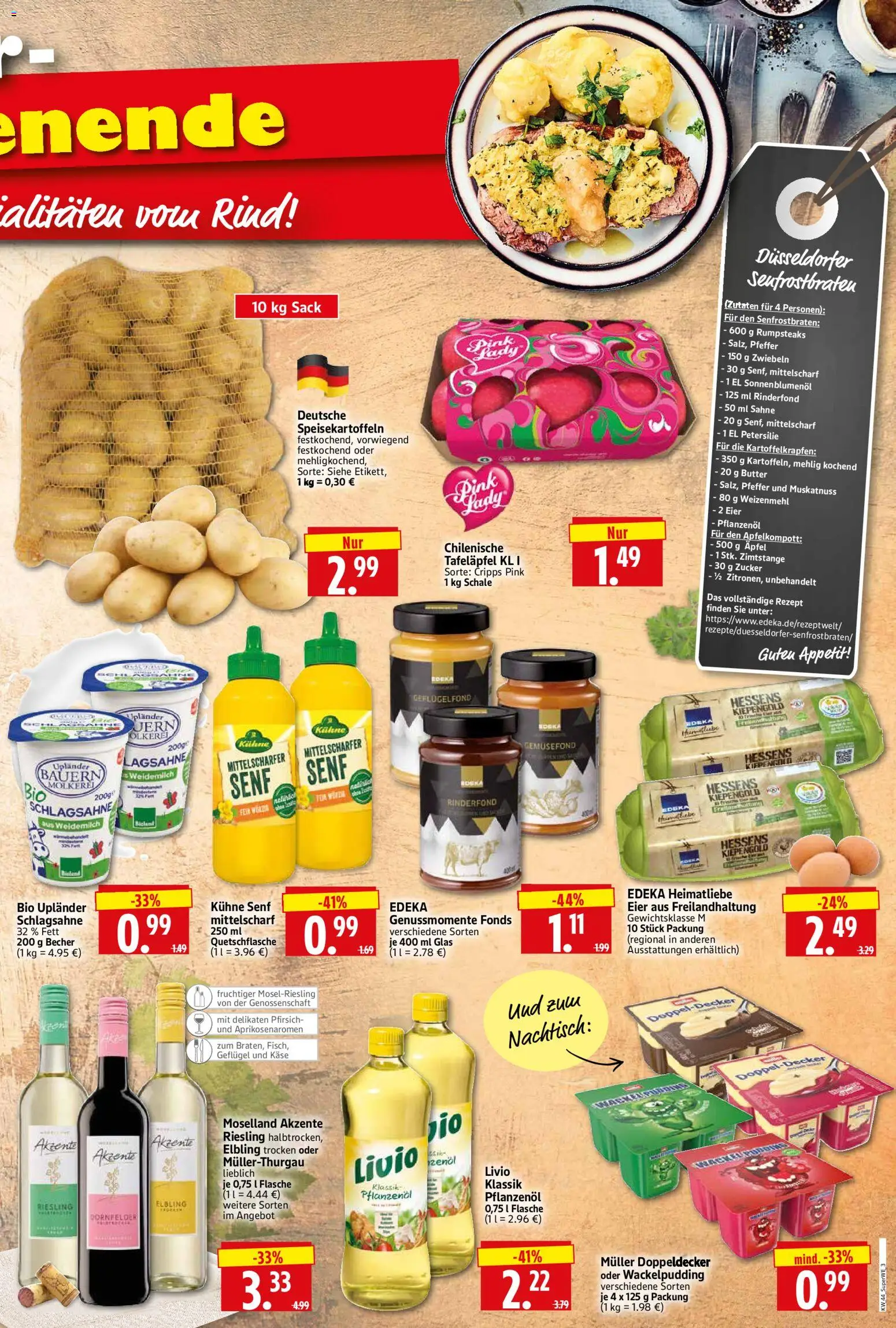HERKULES Sonderbeilage – gültig ab 30.10.2025 | Seite: 3 | Produkte: Schlagsahne, Butter, Äpfel, Zucker