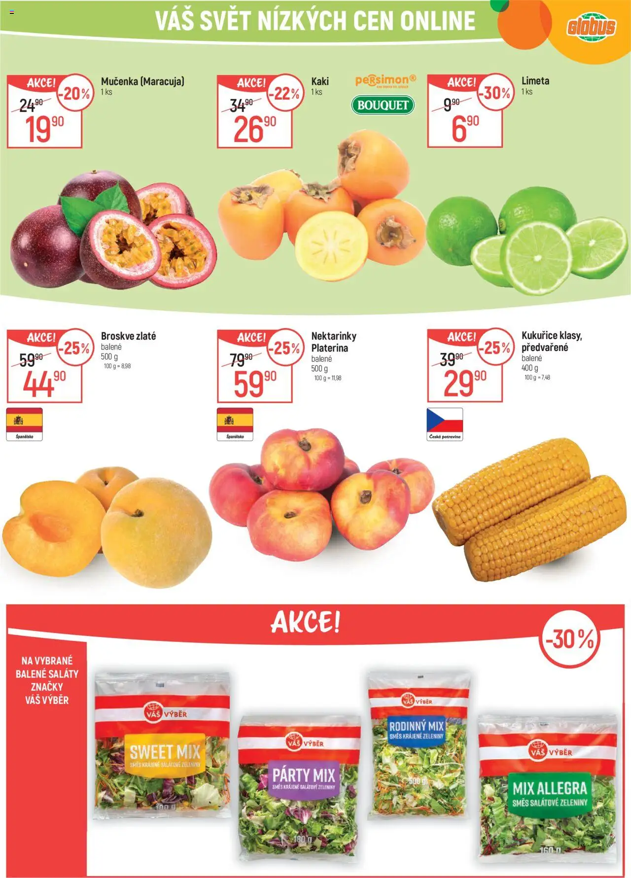 Globus leták - Havířov od 23.07.2025 | Strana: 21 | Produkty: Saláty, Broskve, Kaki, Party mix