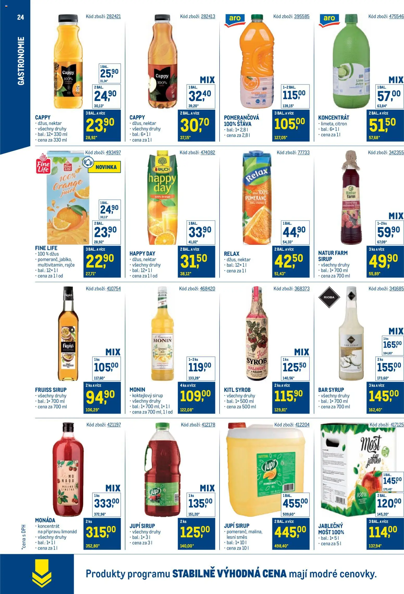 Makro leták - Stabilně výhodná cena – gastronomie od 24.09.2025 | Strana: 24 | Produkty: Džus, Monin, Jupí, Citron