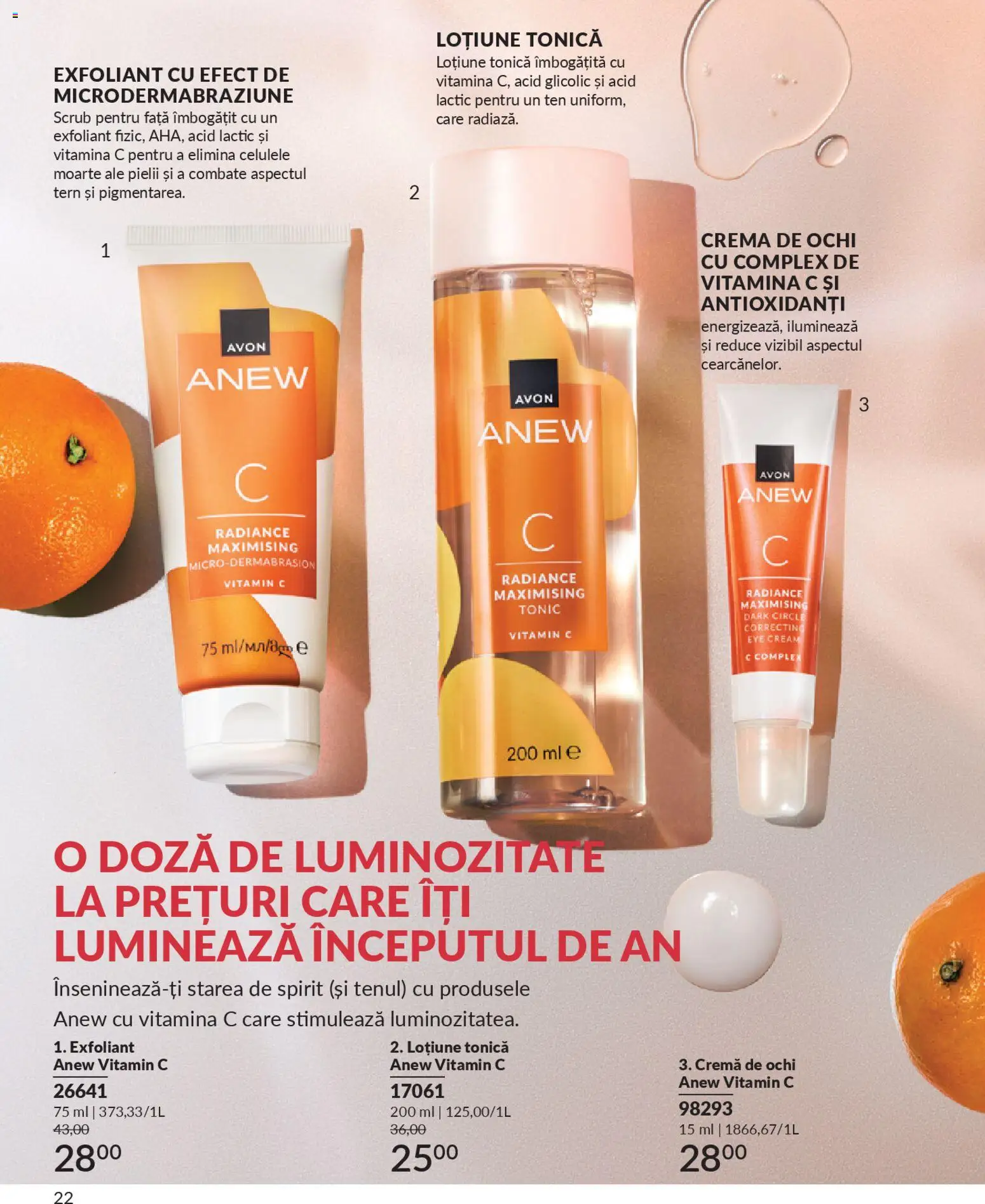 Noul catalog Avon – valabil de la 01.01.2026 | Pagină: 24 | Produse: Loțiune tonică, Exfoliant, Scrub, Cremă