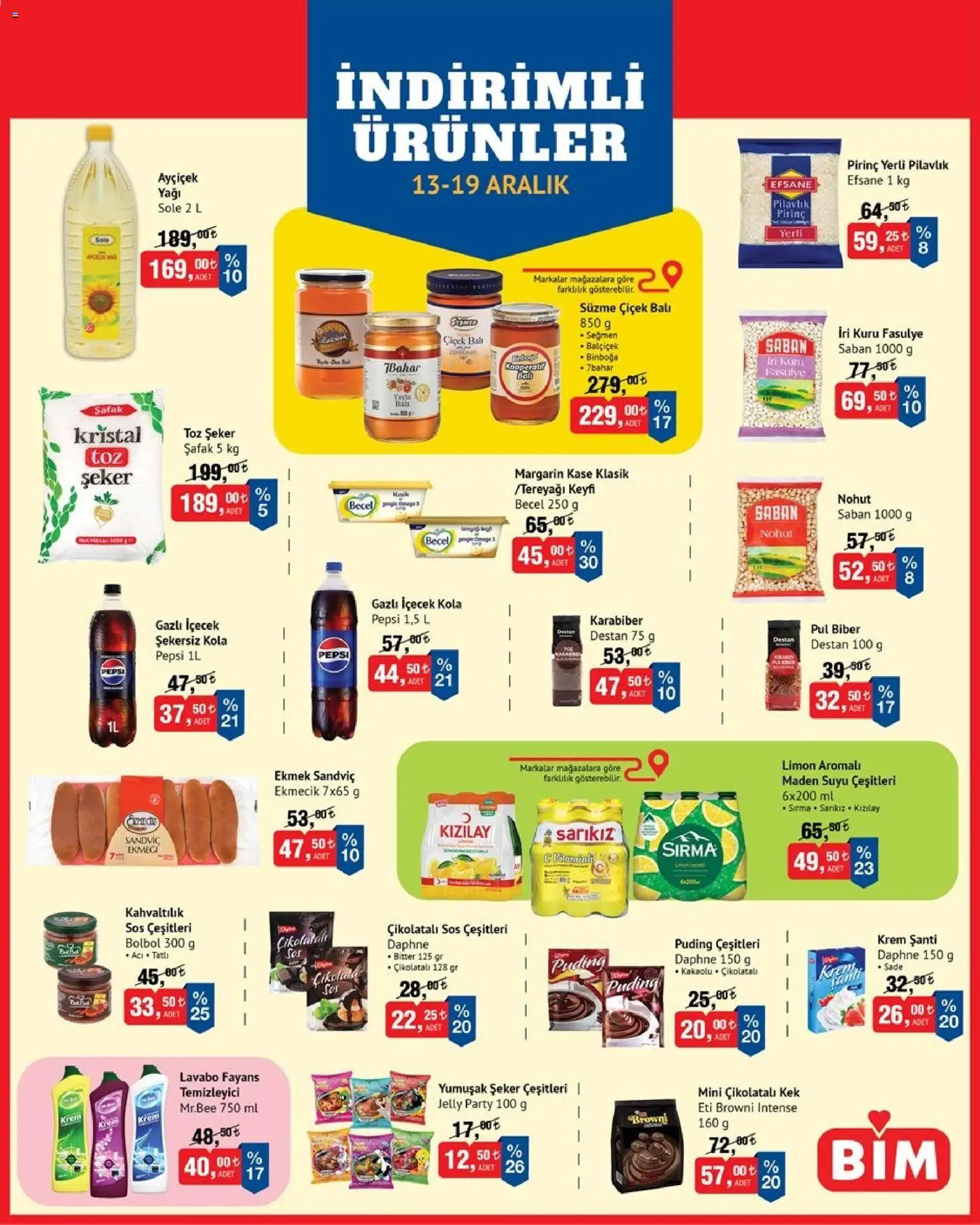 BİM İndirimli Ürünler - 13.12.2025 tarihinden itibaren geçerlidir | Sayfa: 1 | Ürünler: Kuru fasulye, Kaşe, Limon, Toz şeker
