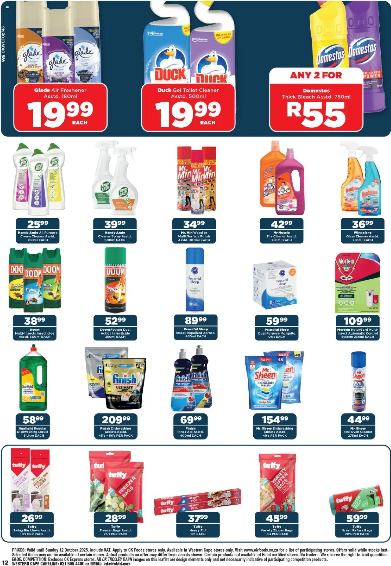 New OK Foods catalogue – valid from 24.09.2025 | Page: 12 | Products: Toilet, Air freshener, Freezer bags, Dishwashing liquid