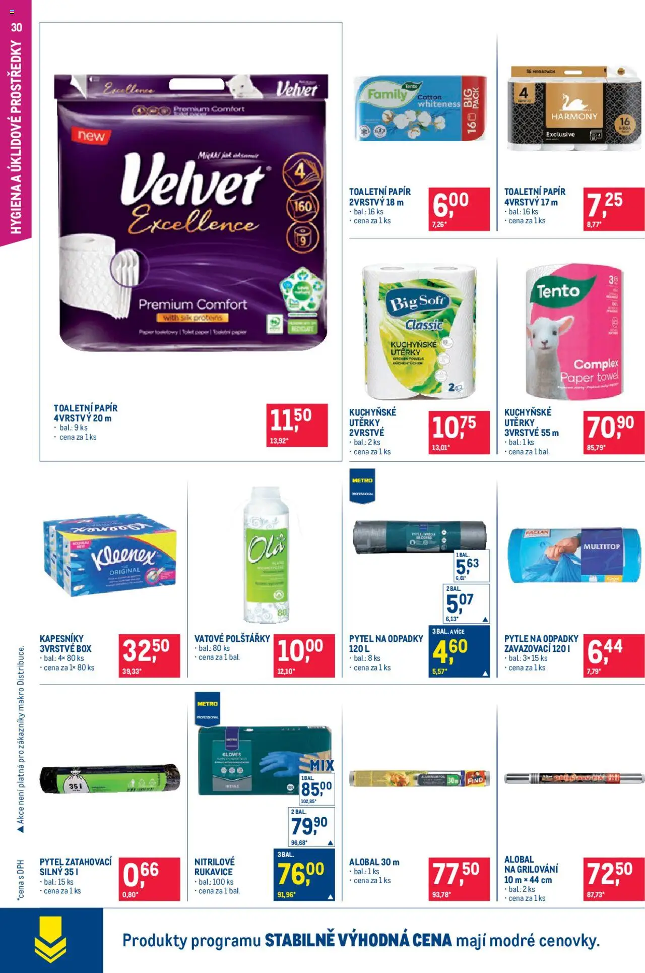 Makro leták - Pro milovníky jídla od 13.08.2025 | Strana: 30 | Produkty: Kuchyňské utěrky, Utěrky, Velvet, Alobal