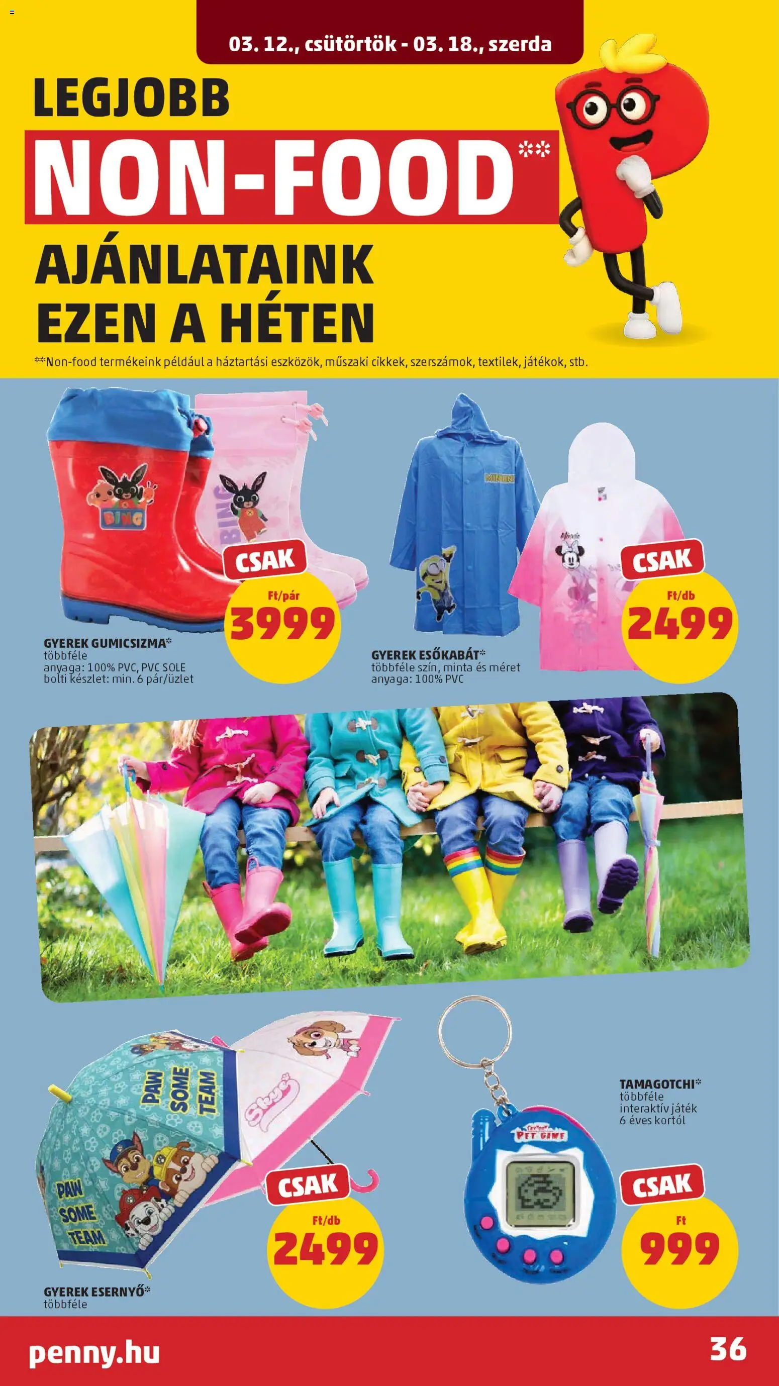 PENNY akciós ujság - amely érvényes a következő dátumtól: 12.03.2026 | Oldal: 42 | Termékek: Gumicsizma, Esernyő, Játék, Gyerek gumicsizma