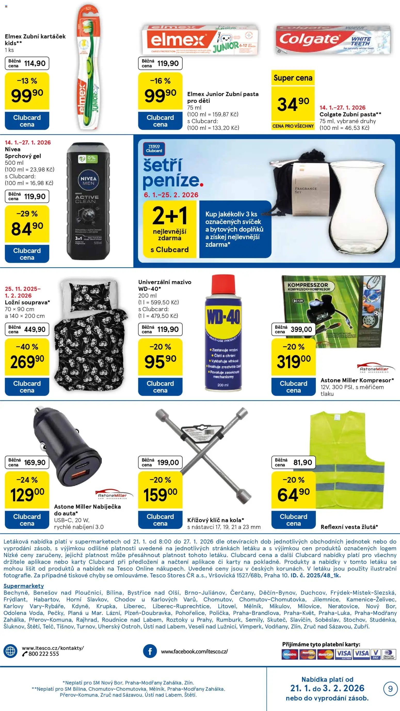 Tesco leták - Supermarket od 21.01.2026 | Strana: 9 | Produkty: Sprchový gel, Zubní pasta, Vesta, Karty