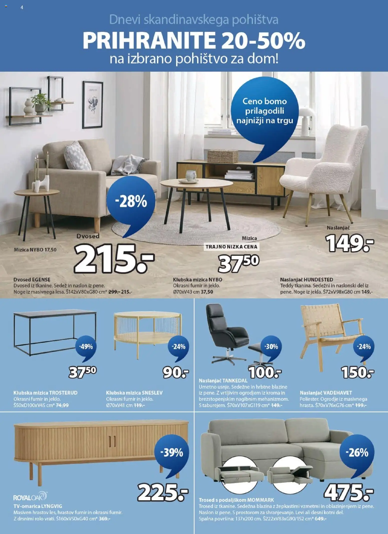 Novi JYSK katalog ponudbe – veljaven od 07.01.2026 | Stran: 4 | Izdelki: Trosed, Dvosed, Pohištvo, Blazina