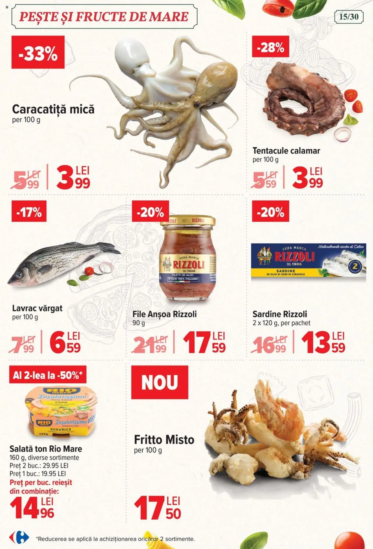 Carrefour catalog - Italian weeks – valabil de la 06.08.2025 | Pagină: 15 | Produse: Pește, Salată, Fructe, Fructe De Mare