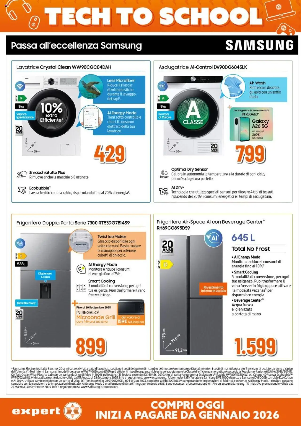 Volantino Expert del 14.08.2025 | Pagina: 26 | Prodotti: Microonde, Acqua, Freezer, Lavatrice