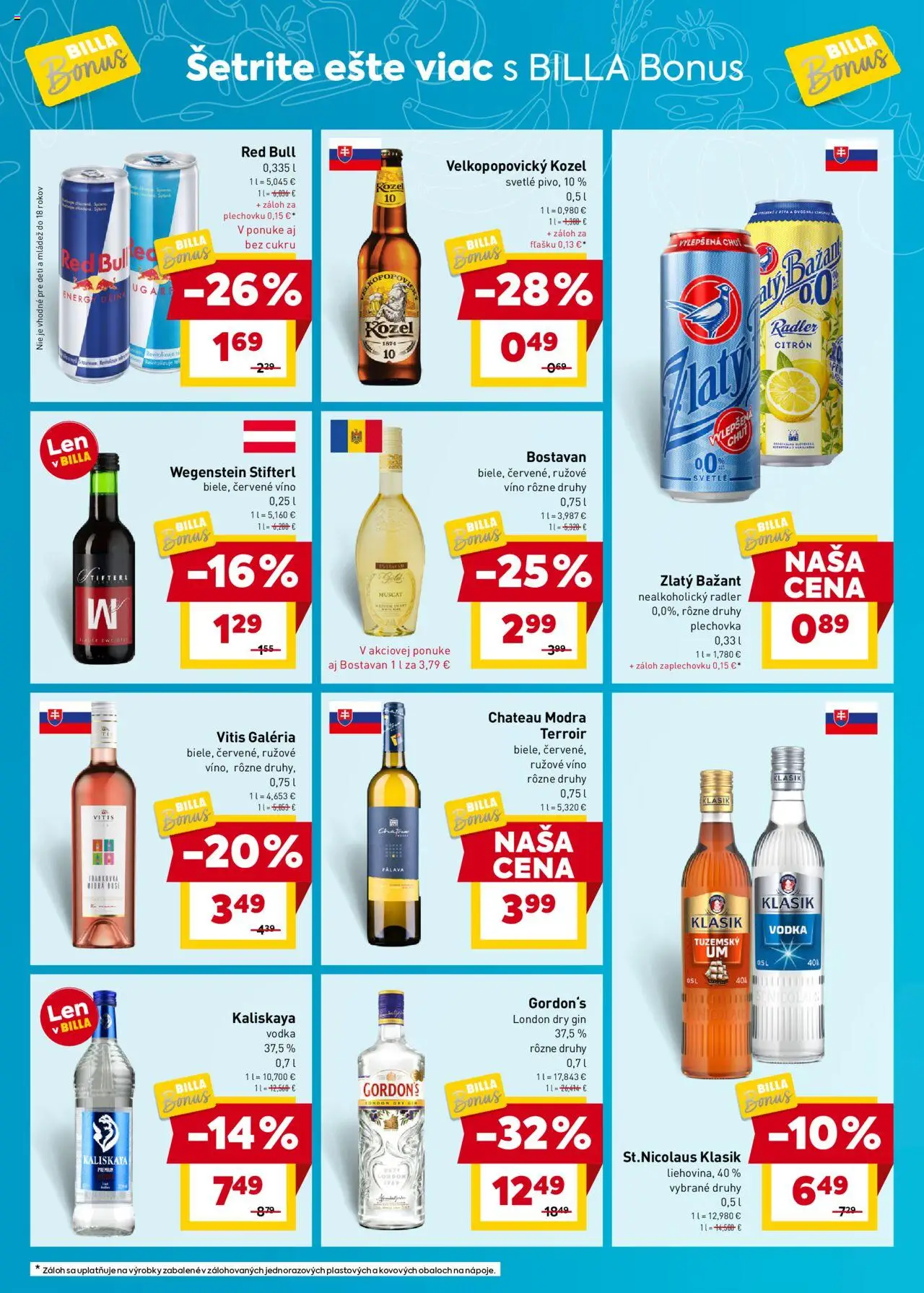 Billa leták │ platný od 13.08.2025 | Strana: 6 | Produkty: Víno, Radler, Zlatý Bažant, Vodka