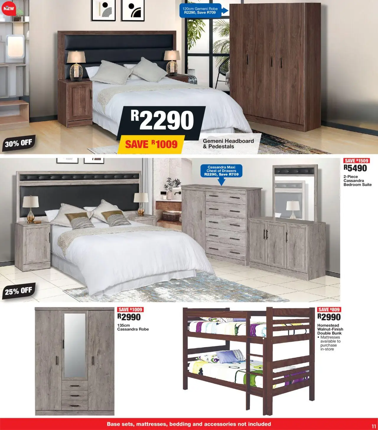 OK Furniture Catalogue │ valid from 20.08.2025 | Page: 11 | Products: Headboard, Chest of drawers, Double bunk