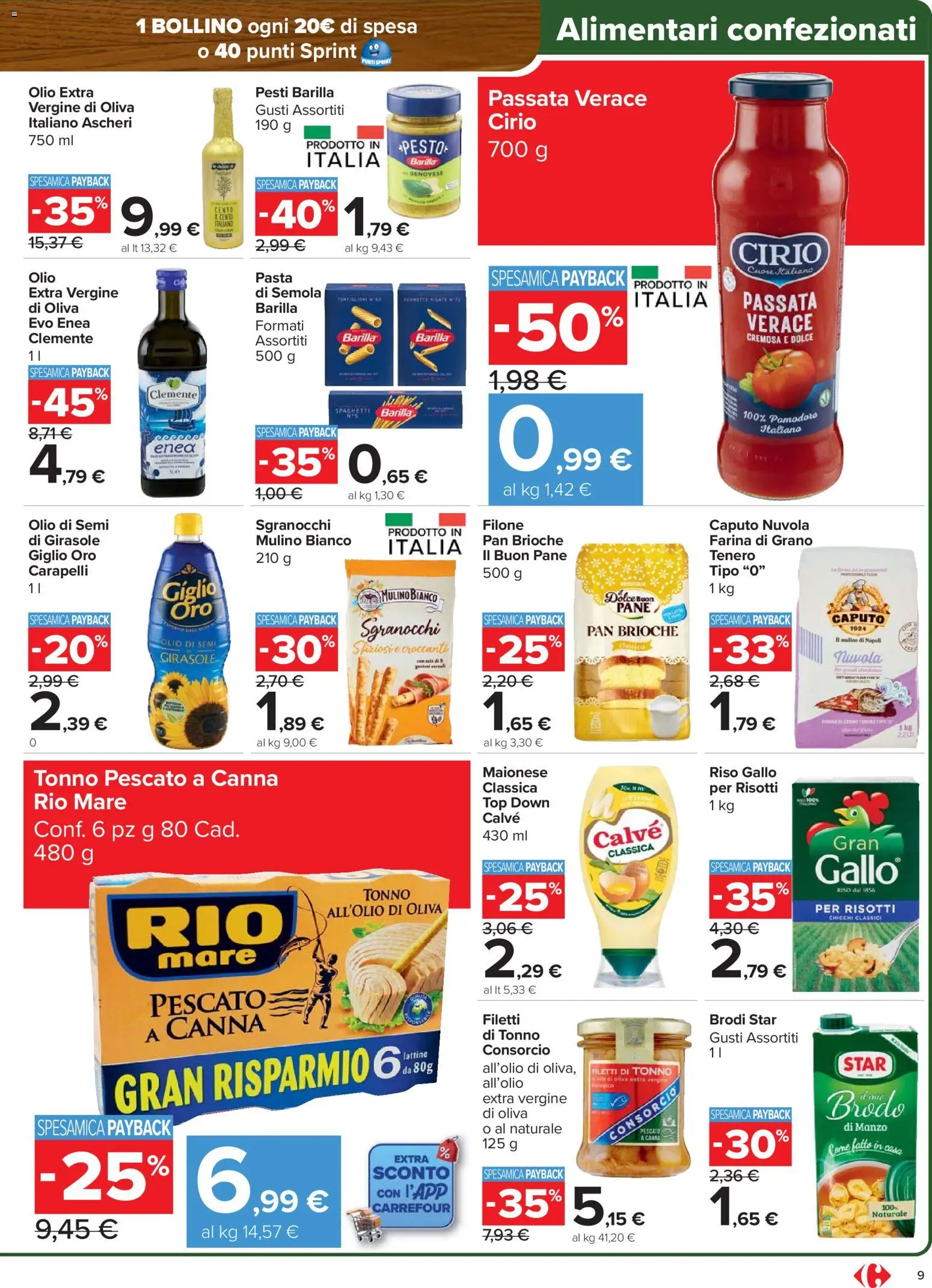 Volantino Carrefour del 15.01.2026 | Pagina: 9 | Prodotti: Pane, Olio, Farina, Tonno
