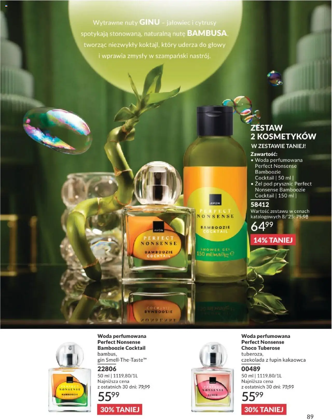 Avon Katalog 08 2025 od 01.08.2025 | Strona: 89 | Produkty: Prysznic, Czekolada, Gin, Żel pod prysznic