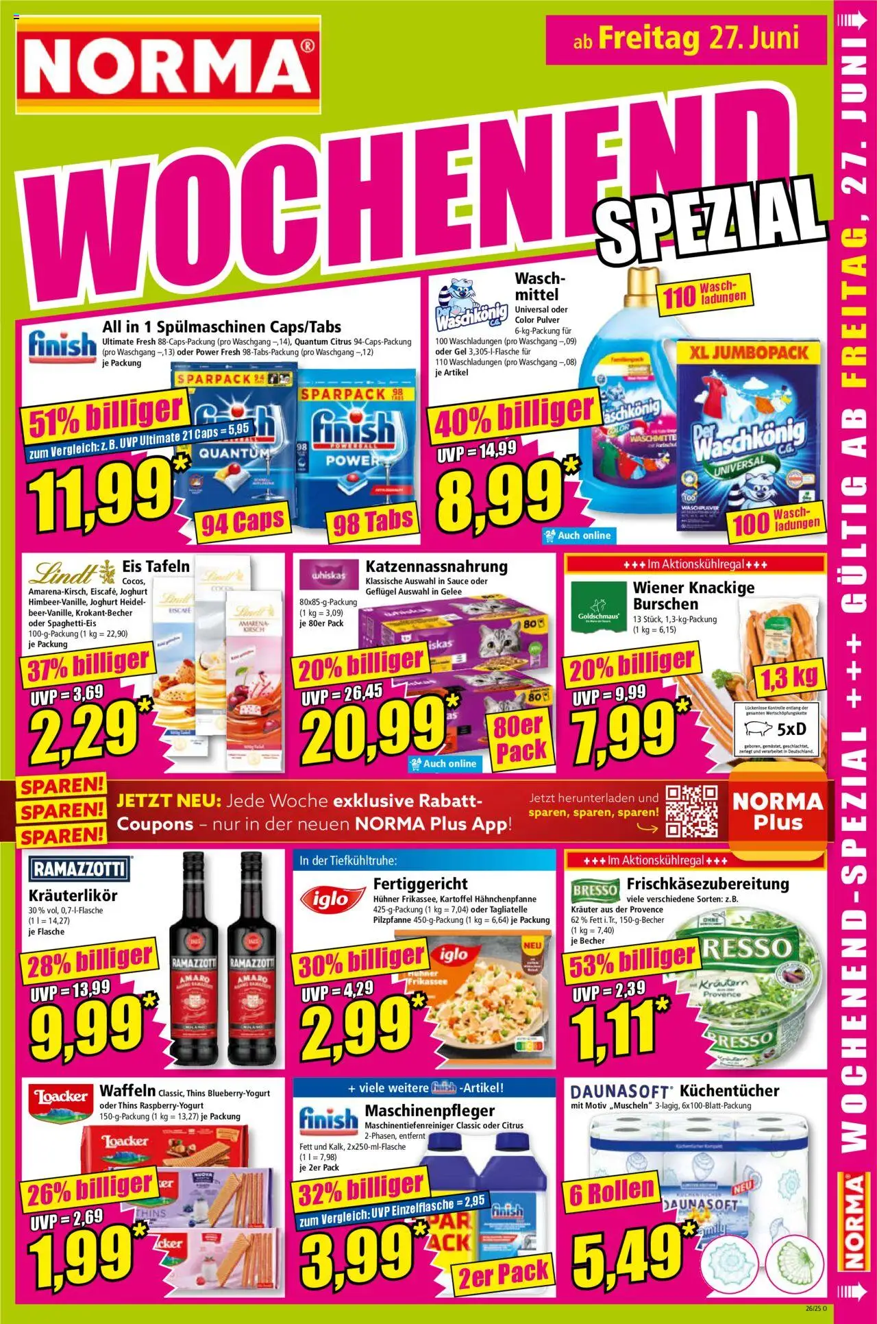 Norma Prospekt 	 - gültig ab dem 23.06.2025 | Seite: 18 | Produkte: Joghurt, Waschmittel, Lindt, Ramazzotti