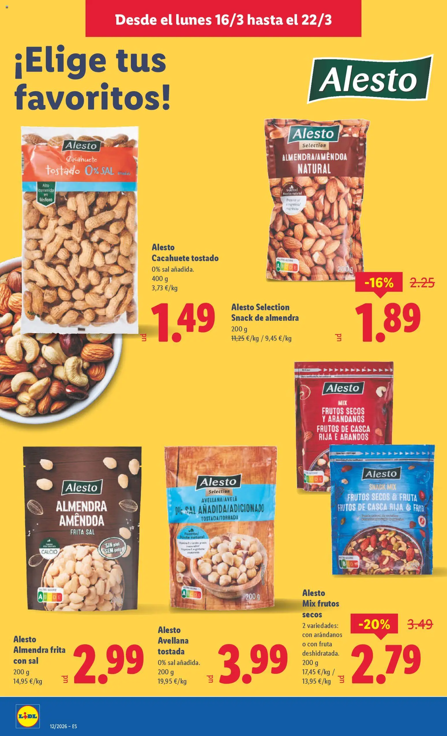 Lidl folleto │ válido desde el 16.03.2026 | Página: 12 | Productos: Frutos secos