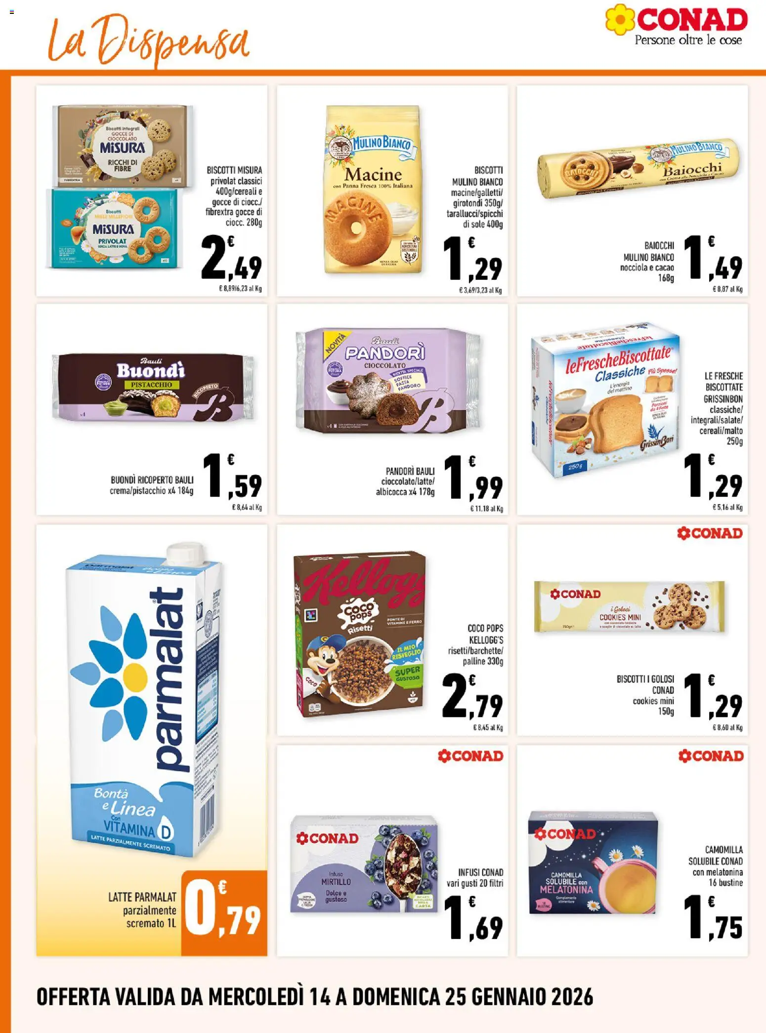 Volantino Conad del 14.01.2026 | Pagina: 10 | Prodotti: Cioccolato, Panna, Biscotti, Cacao