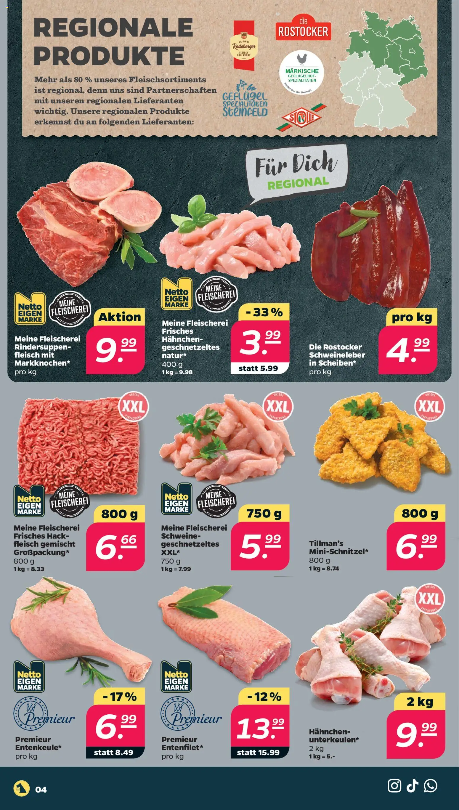 Netto Prospekt 	 – gültig ab 23.02.2026 | Seite: 4 | Produkte: Hahnchen, Wurst, Fleisch