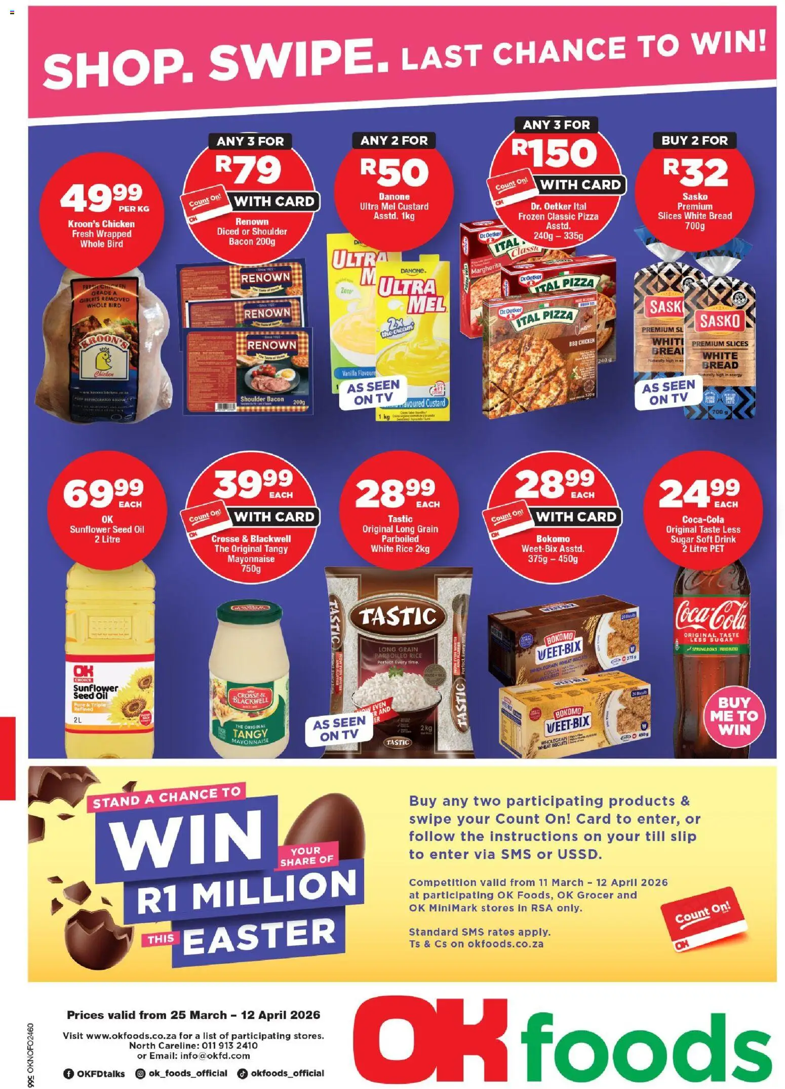 New OK Foods catalogue – valid from 25.03.2026 | Page: 1 | Products: Custard, Bread, Cream, Sugar