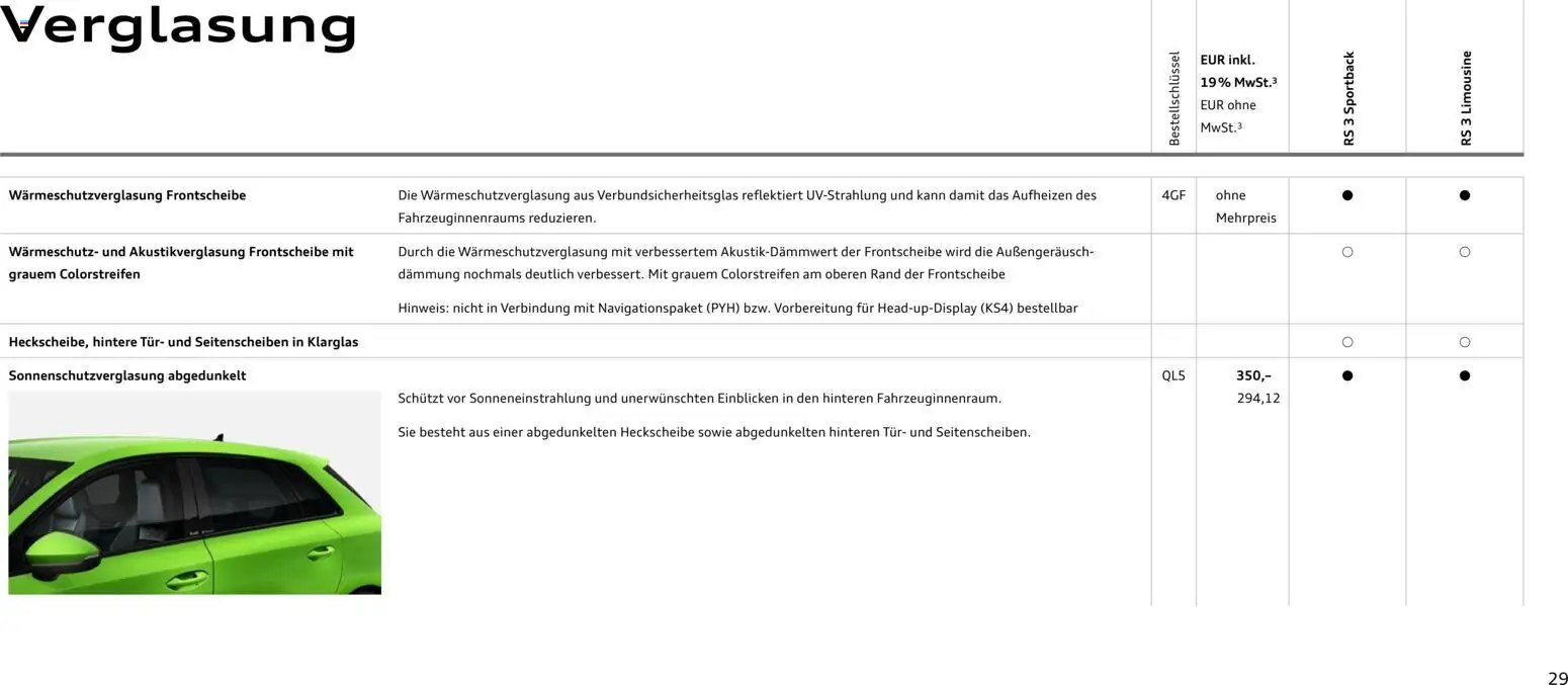Audi RS 3 Sportback / RS 3 Limousine – gültig ab 25.10.2025 | Seite: 29 | Produkte: Tür