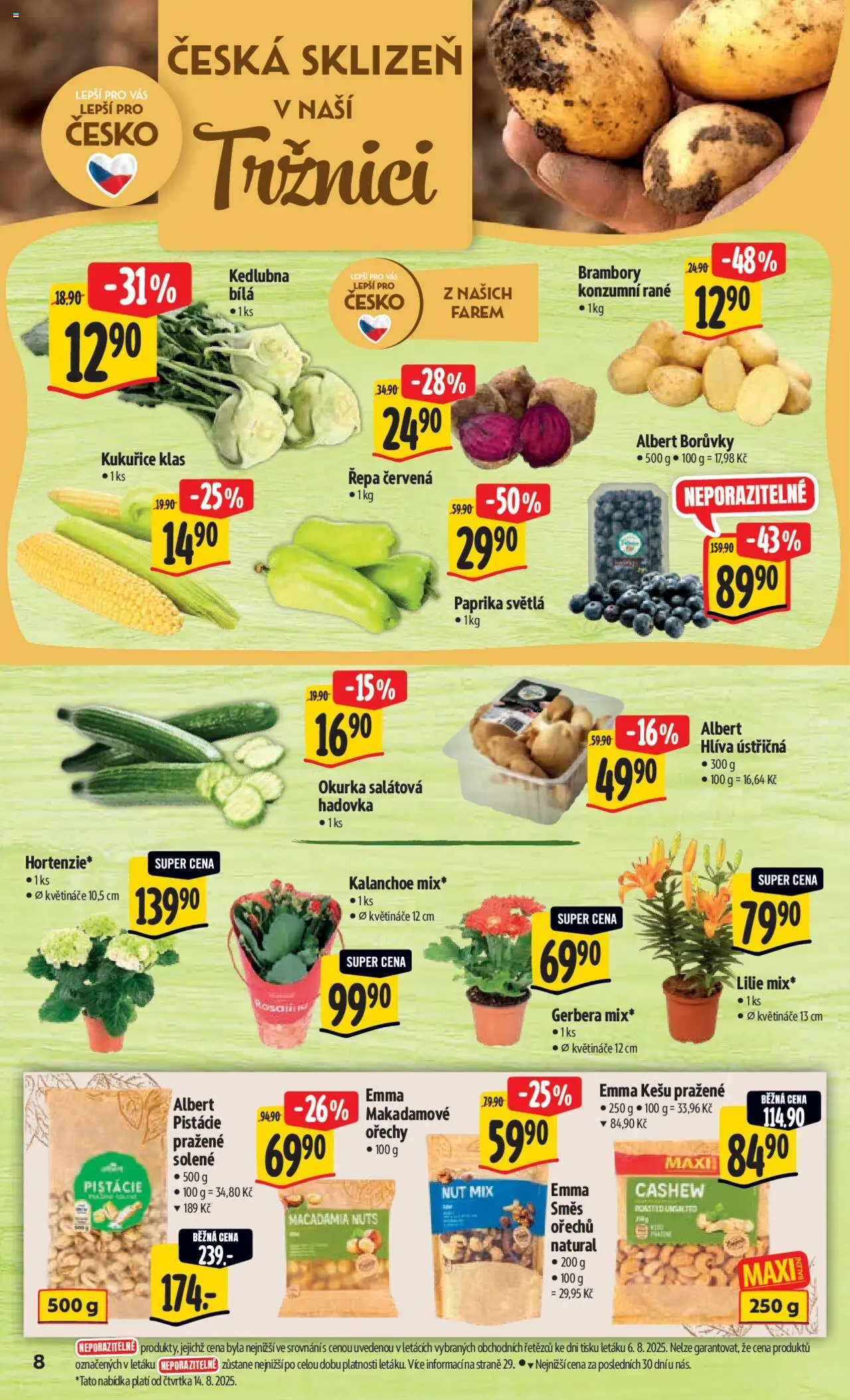 Albert leták - Hypermarket od 13.08.2025 | Strana: 13 | Produkty: Borůvky, Paprika, Brambory, Kedlubna