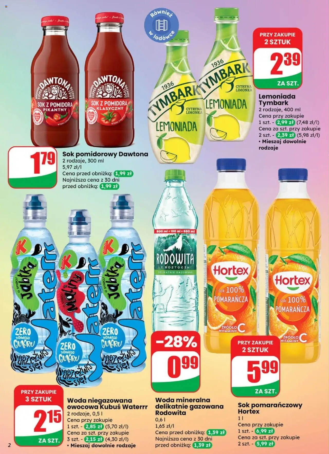Dino Gazetka od 10.09.2025 | Strona: 2 | Produkty: Limonka, Sok pomarańczowy, Woda niegazowana, Woda