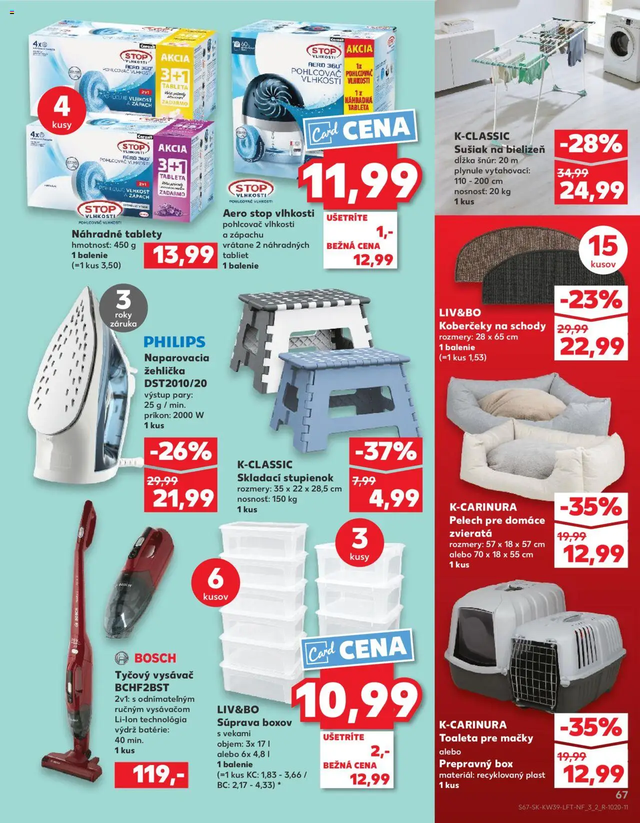Nové Kaufland akcie – leták je platný od 25.09.2025 | Strana: 67 | Produkty: Naparovacia žehlička, Pohlcovač vlhkosti, Žehlička, Bosch
