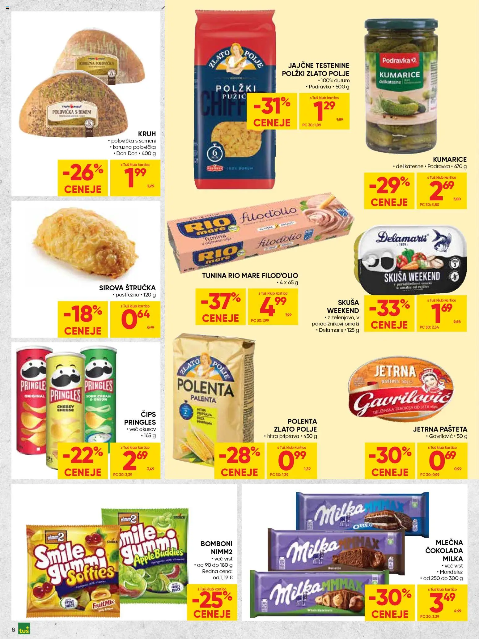 Novi Tuš katalog ponudbe – veljaven od 28.01.2026 | Stran: 6 | Izdelki: Štručka, Kruh, Polenta, Kumarice