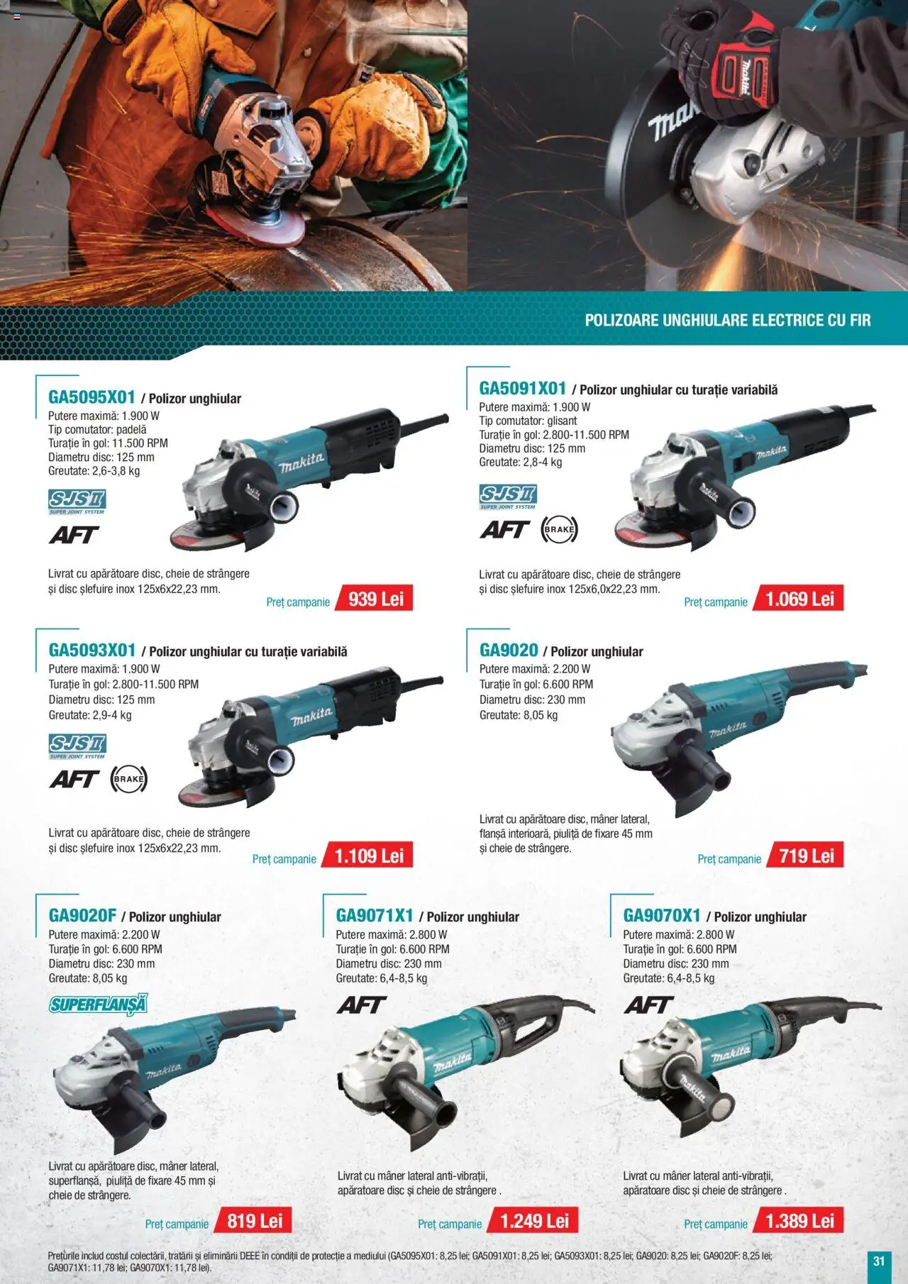 Makita catalog - Construcții Primăvară-Vară – valabil de la 05.05.2025 | Pagină: 31 | Produse: Disc, Polizor, Mâner
