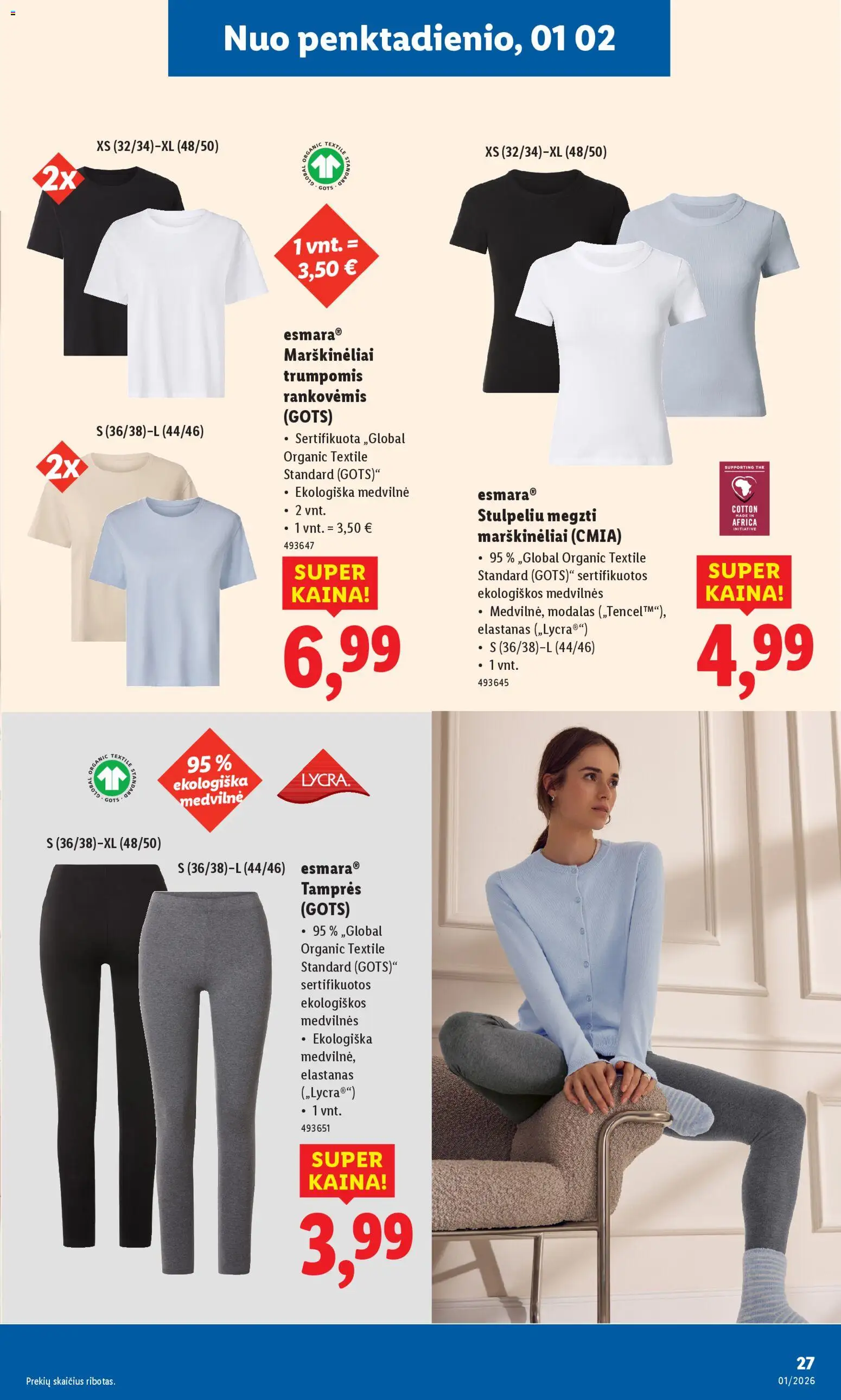 LIDL akcijos nuo 29.12.2025 | Puslapis: 27 | Prekių: Marškinėliai, Tamprės