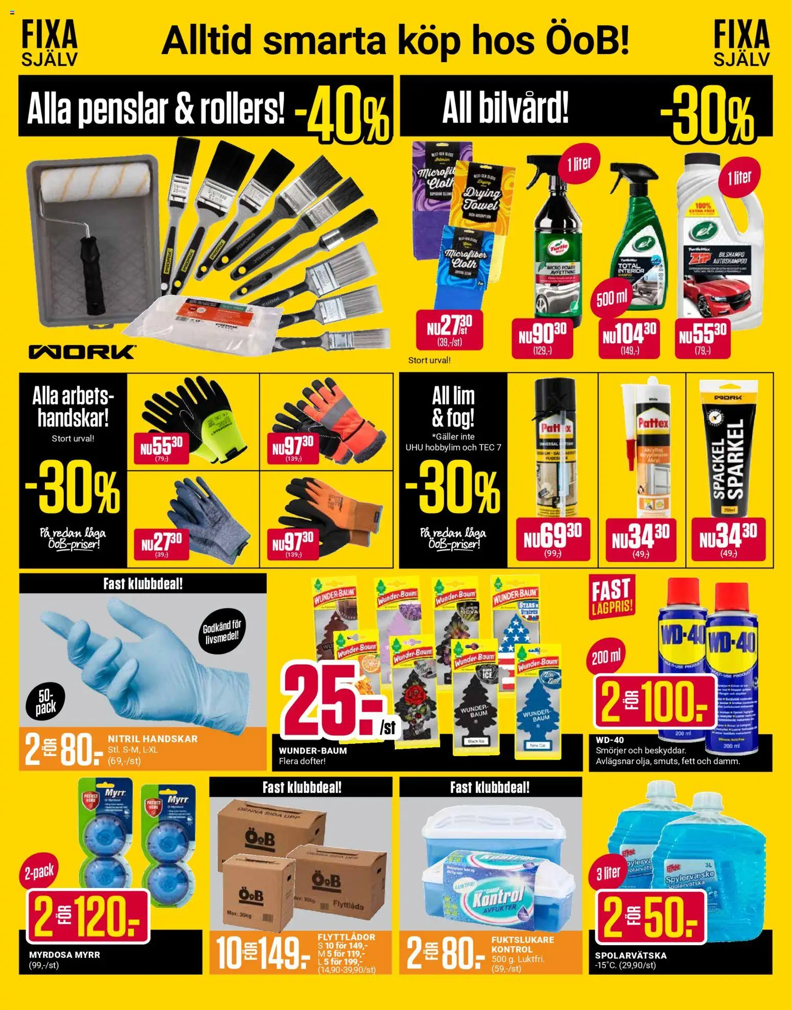 ÖoB reklamblad aktuell från 16.03.2026 | Sida: 6 | Produkter: Flyttlåda, Handskar, Lim, Spolarvätska